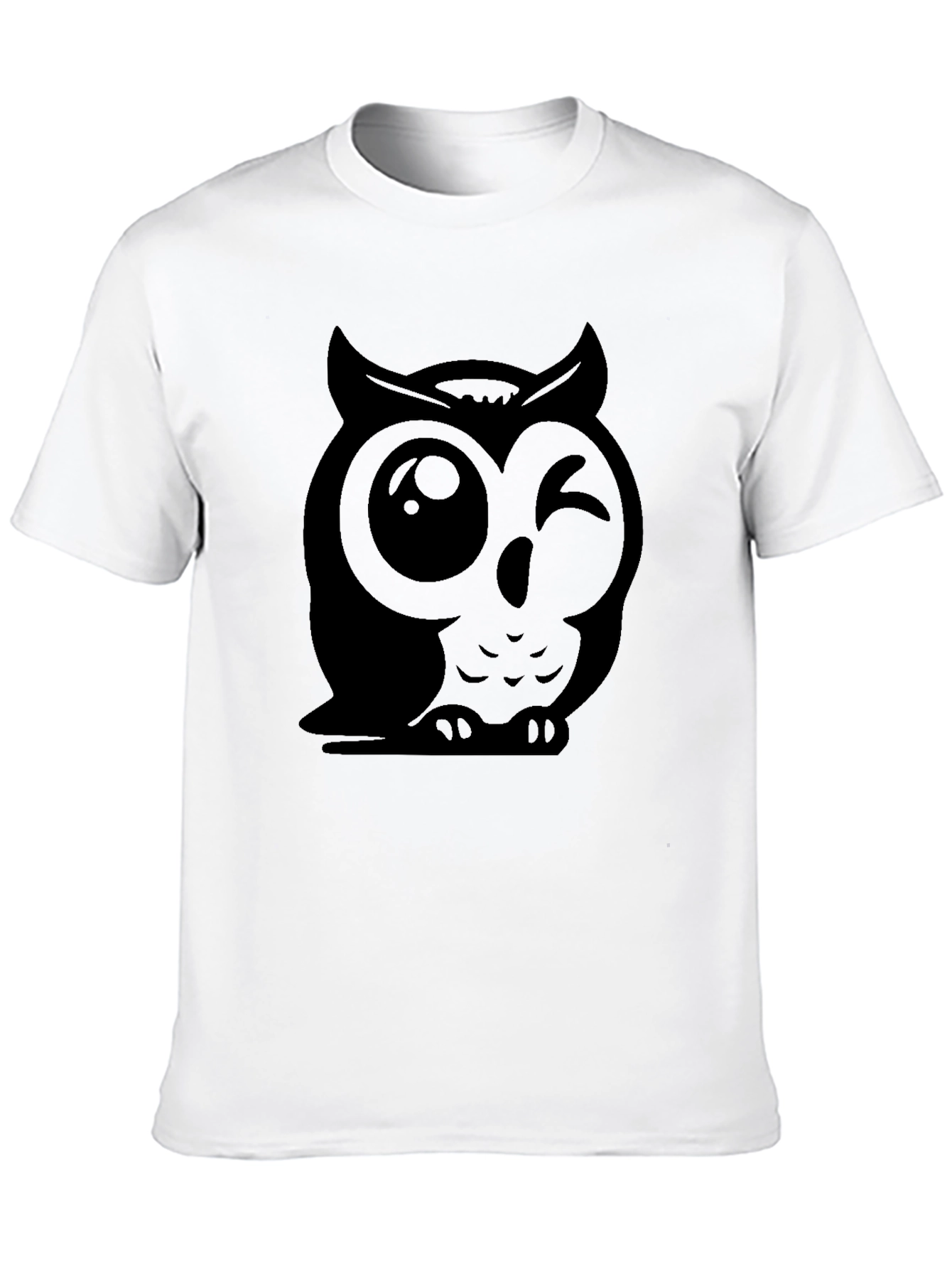 Black Winking Owl Graphic Tee - Soft Cotton Black T-Shirt view 10