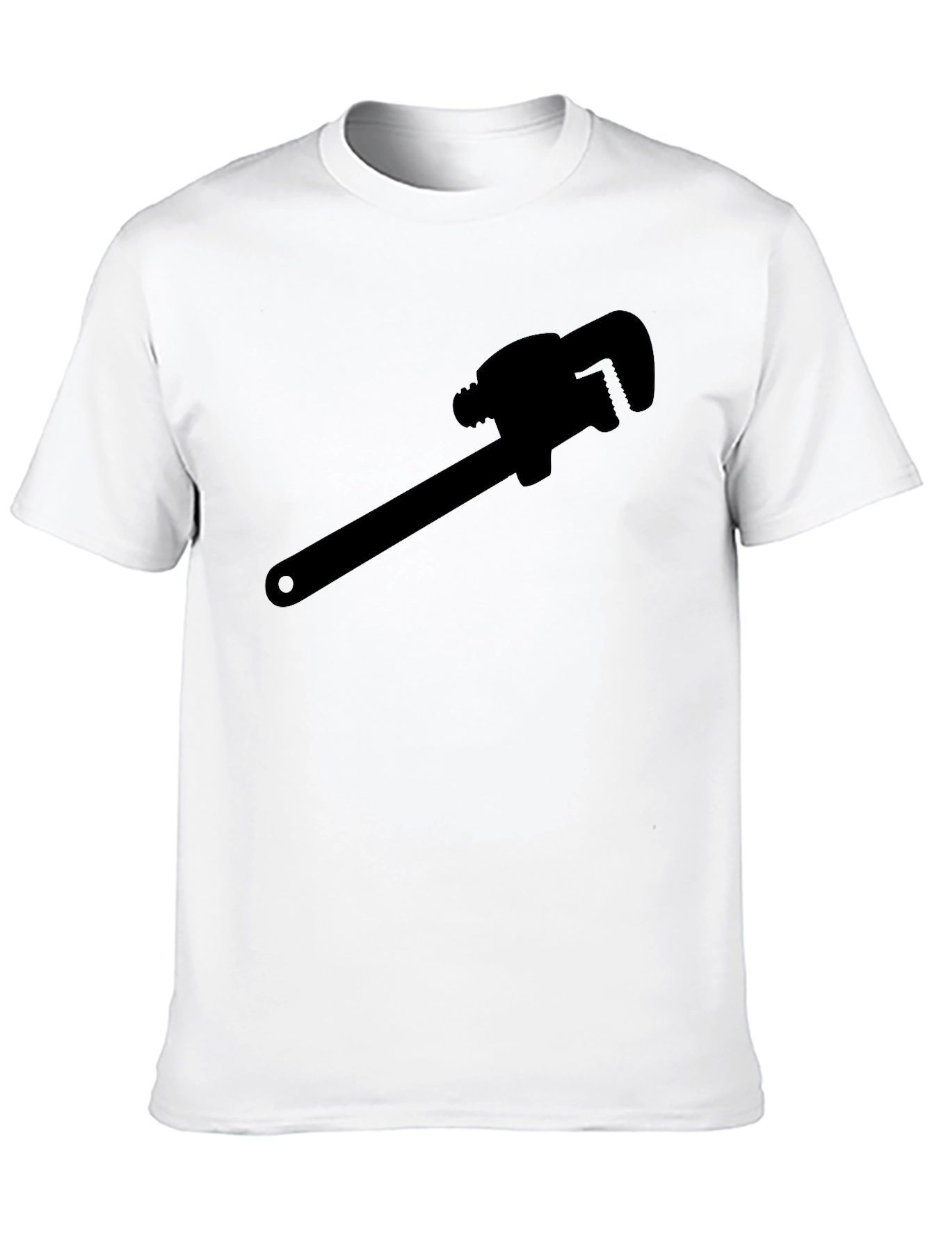 Black Plumber Wrench Graphic Tee - Black Cotton T-Shirt view 10