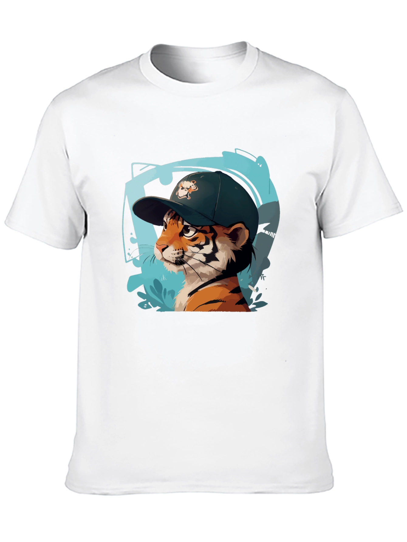 Black Cool Cat Tee - Tiger in a Hat Graphic Print Shirt view 10