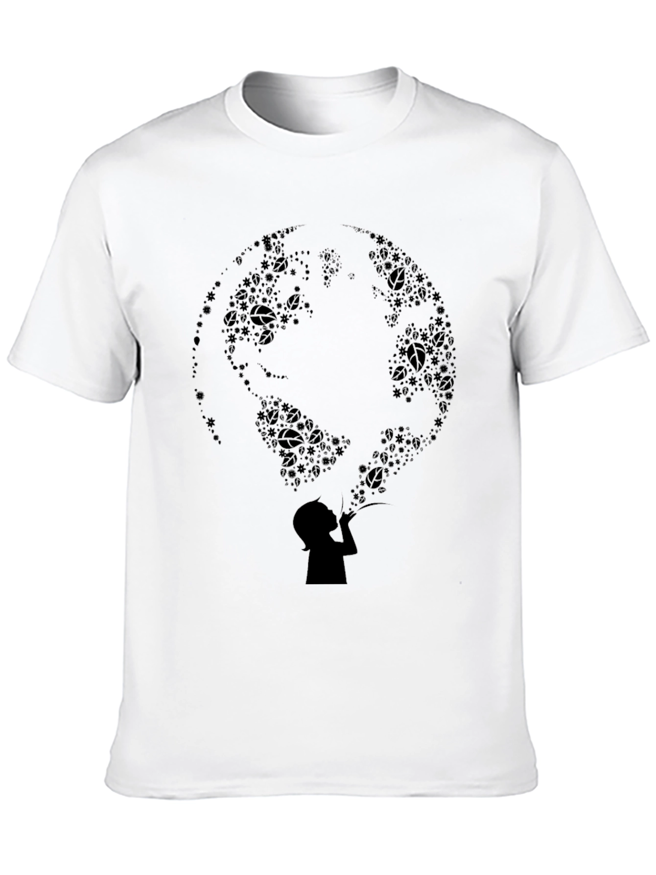 Black Silhouette Earth Bubble Tee - Black Graphic T-Shirt view 10