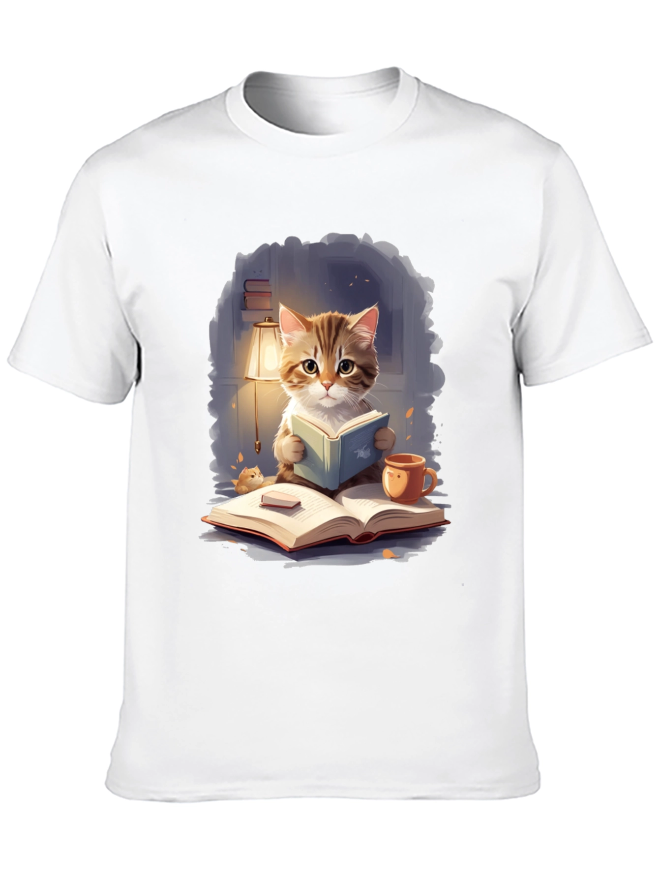 Black Cat Reading Book T-Shirt view 10
