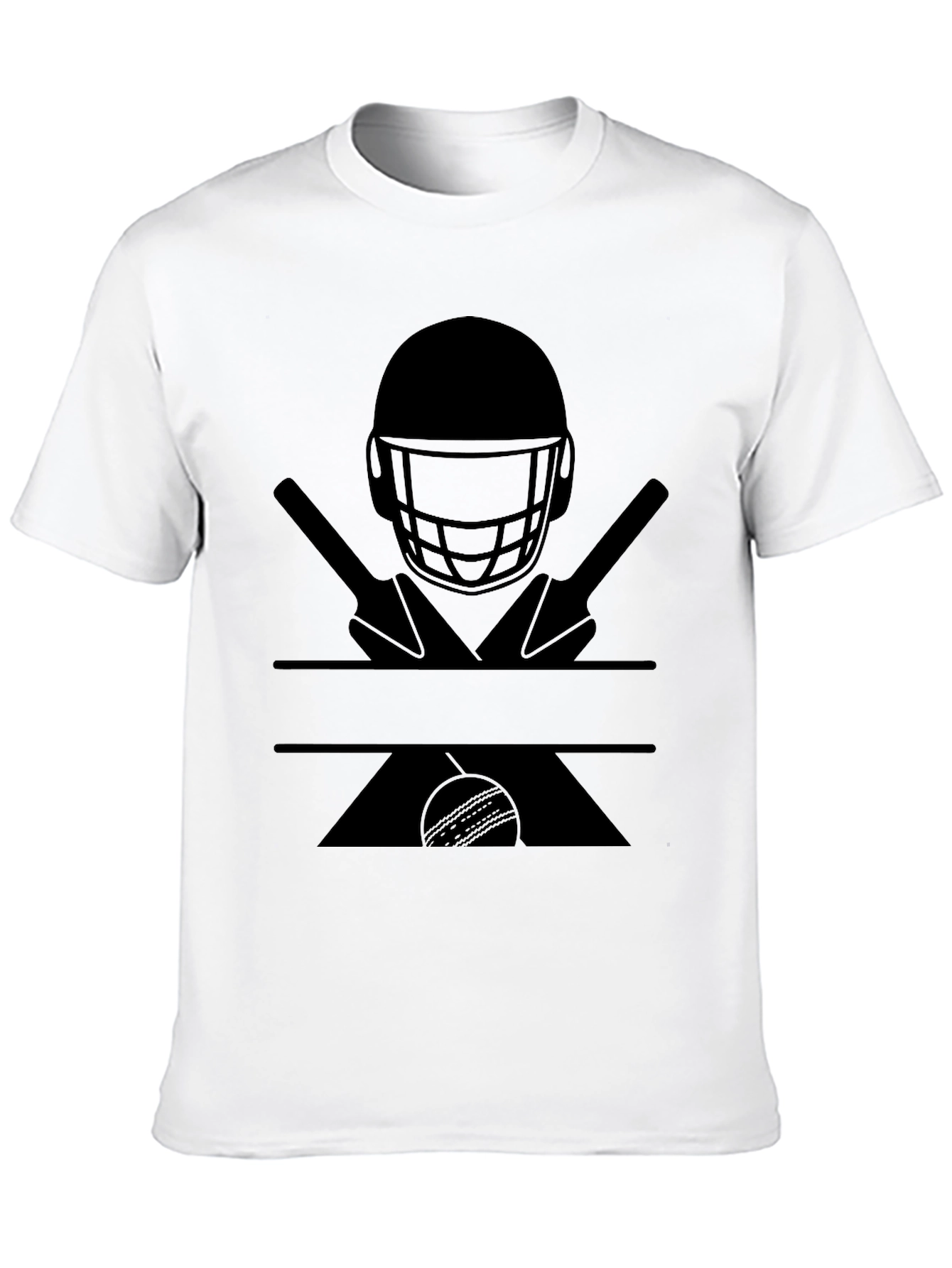 Black Cricket Helmet, Bats, and Ball Graphic Tee view 10