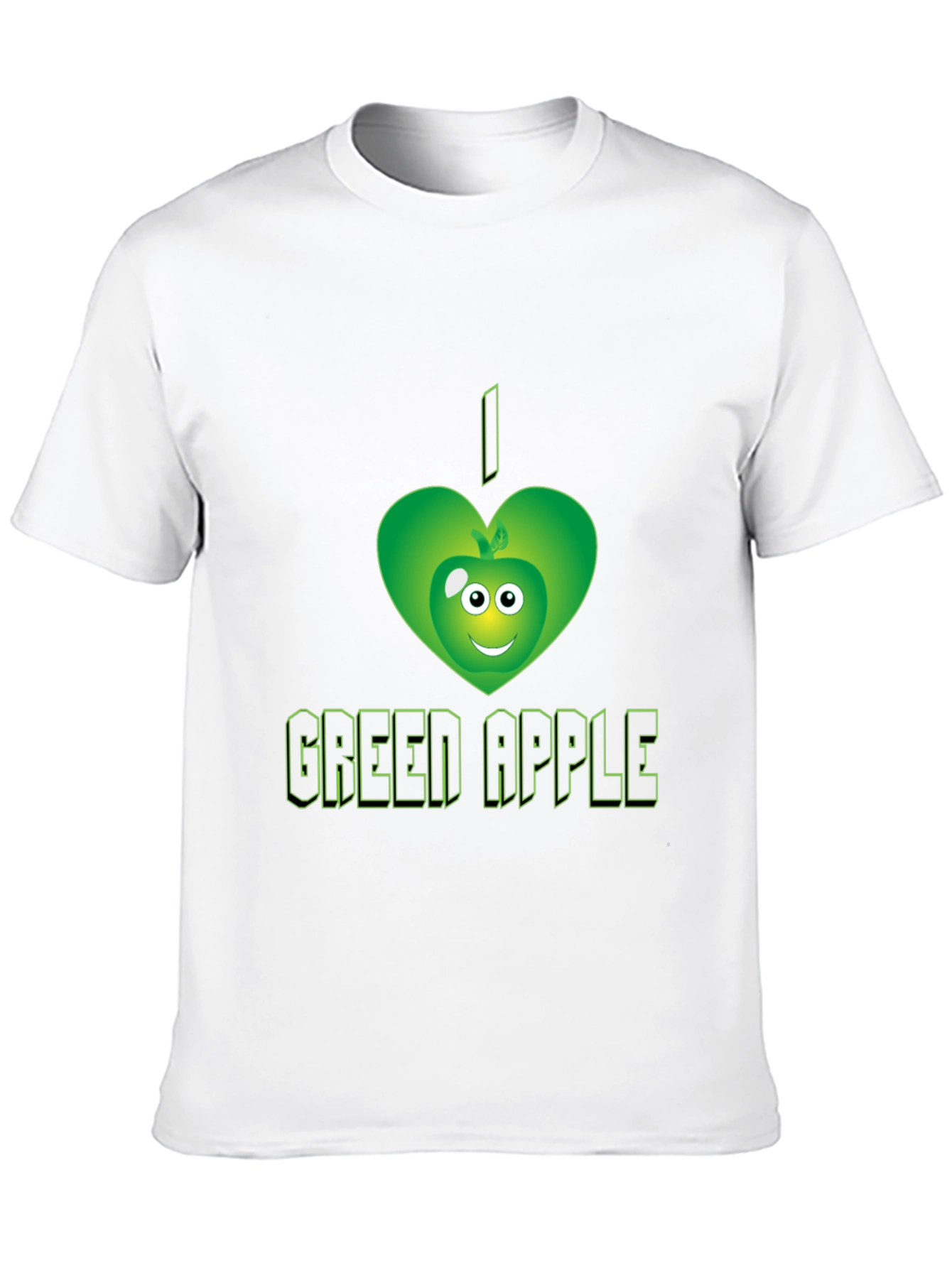 Black I Love Green Apple Graphic Tee - Trendy Casual Shirt view 10