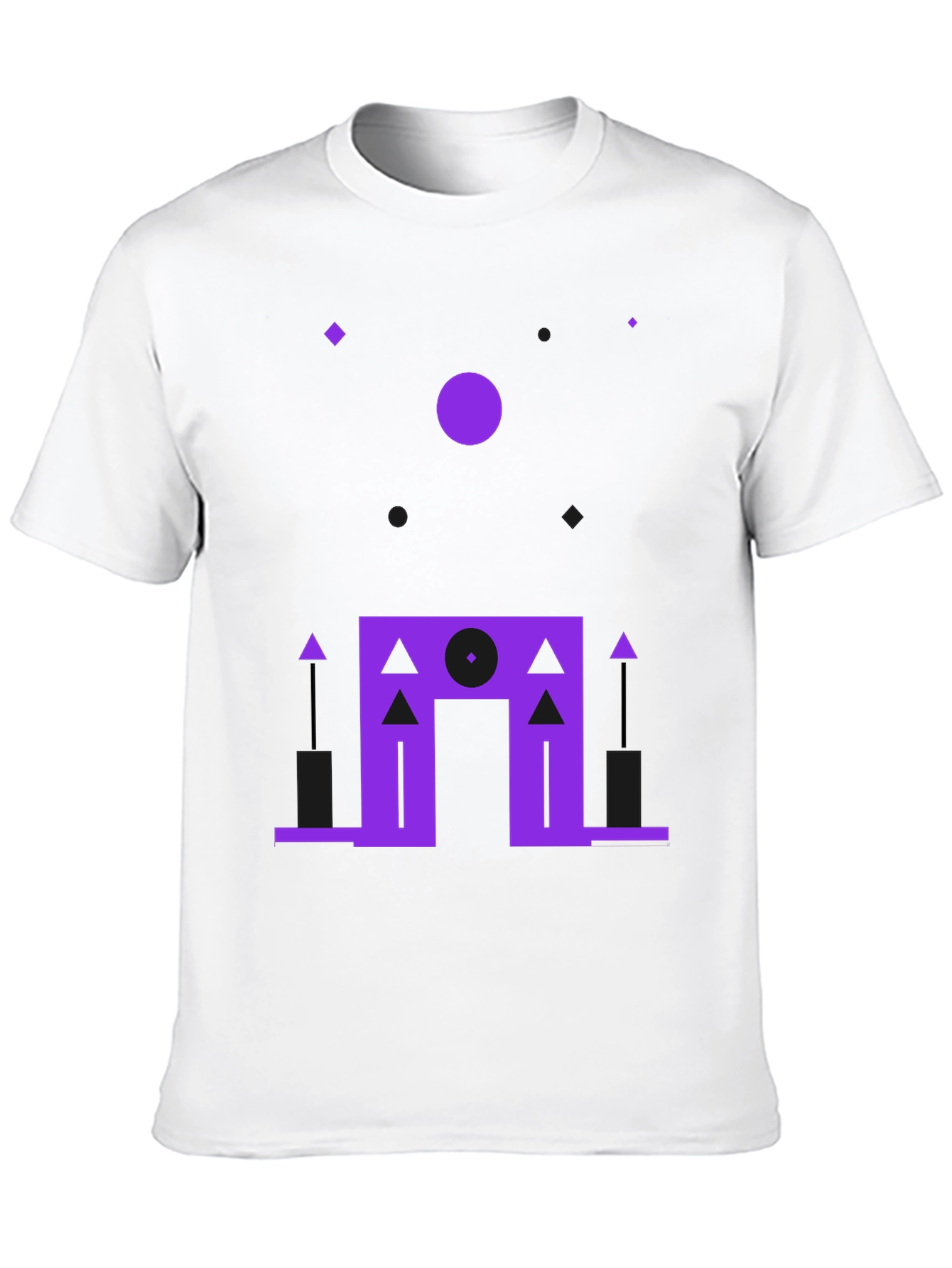 Black Geometric Purple Design Black T-Shirt view 10