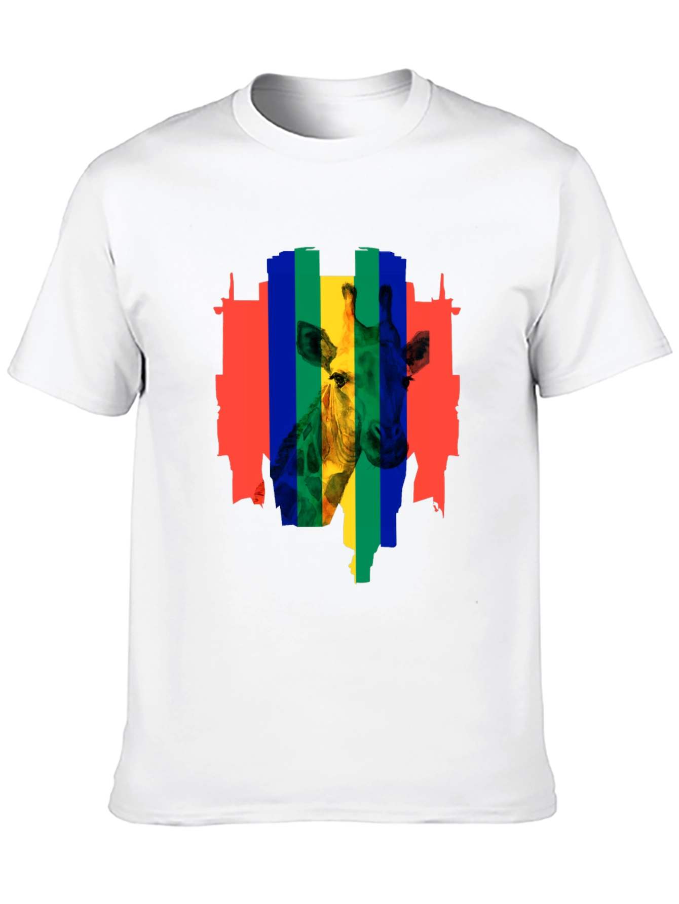 Black Rainbow Giraffe Graphic Tee - Men's Black T-Shirt view 10