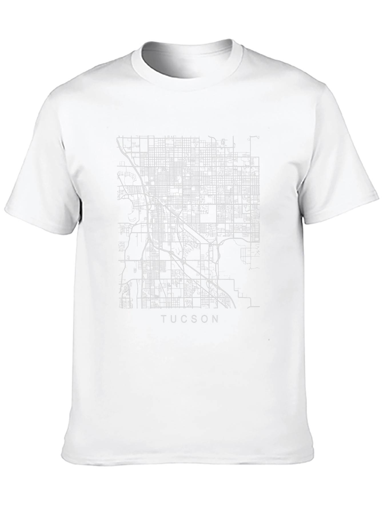Black Tucson City Map T-Shirt - Urban Street Grid Tee view 10