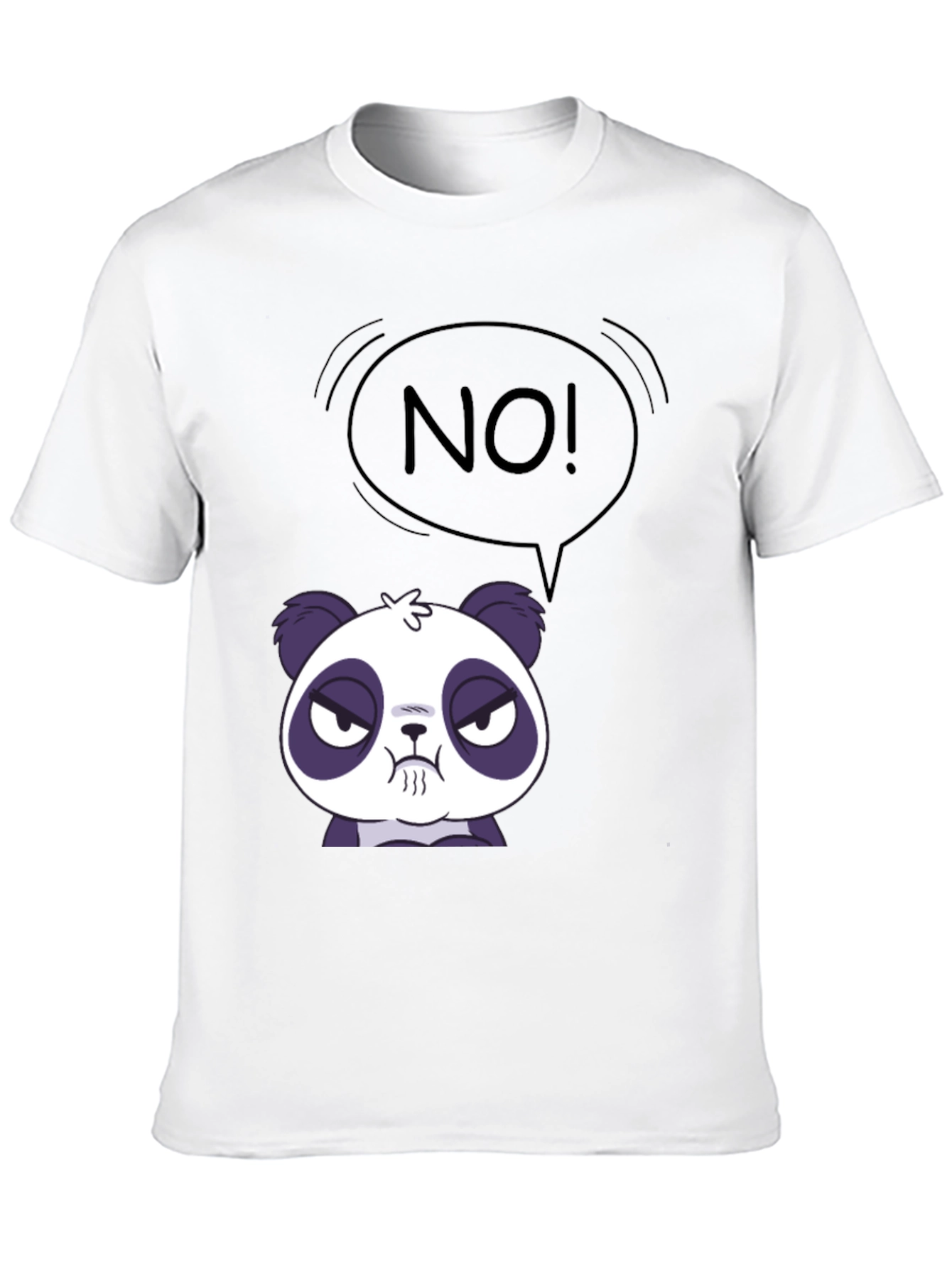 Black Funny Panda No T-Shirt - Black Crew Neck view 10