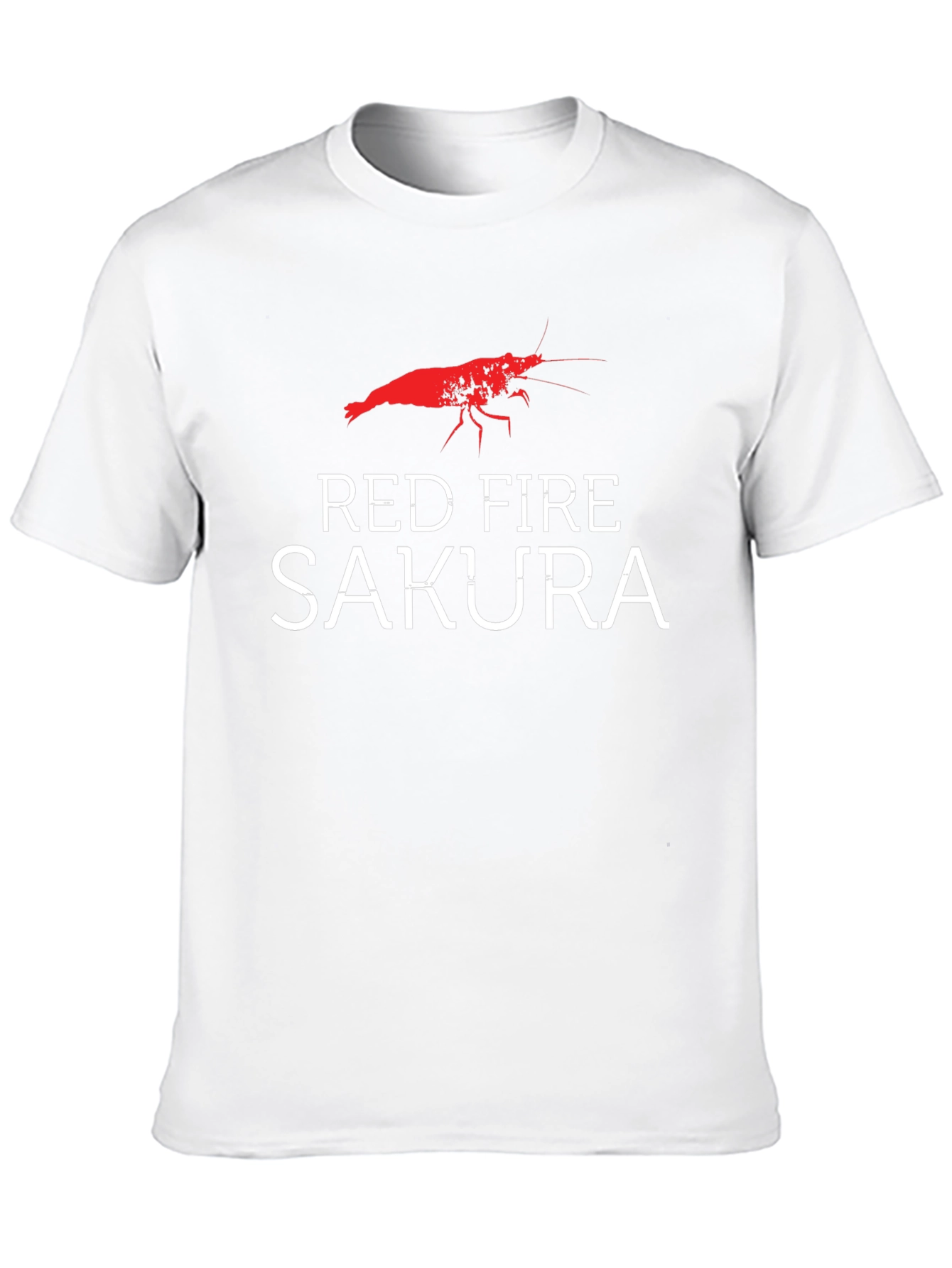 Black Red Fire Sakura Shrimp Graphic T-Shirt view 10