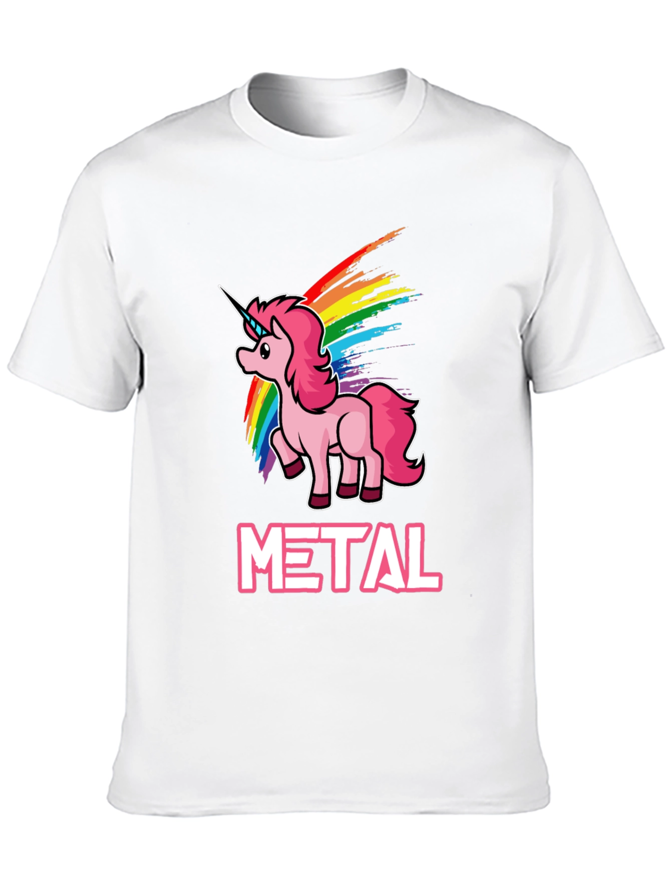Black Unicorn Metal Rainbow T-Shirt - Heavy Metal Style view 10