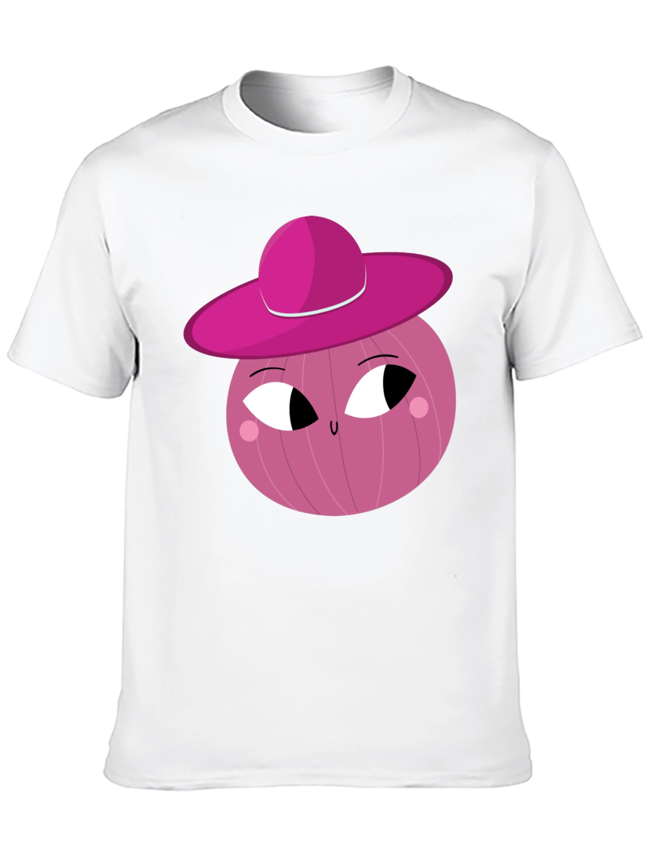 Black Whimsical Pink Onion Character Graphic T-Shirt view 10