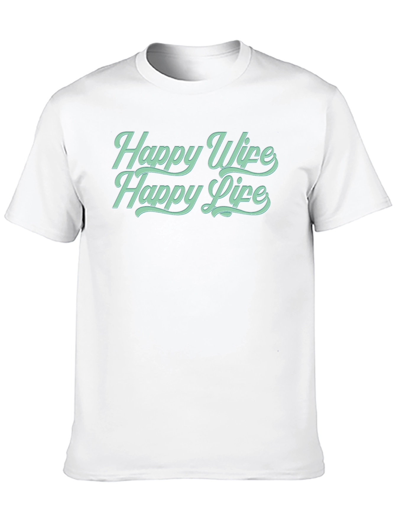 Black Happy Wife Happy Life Crew Neck T-Shirt - Black view 10