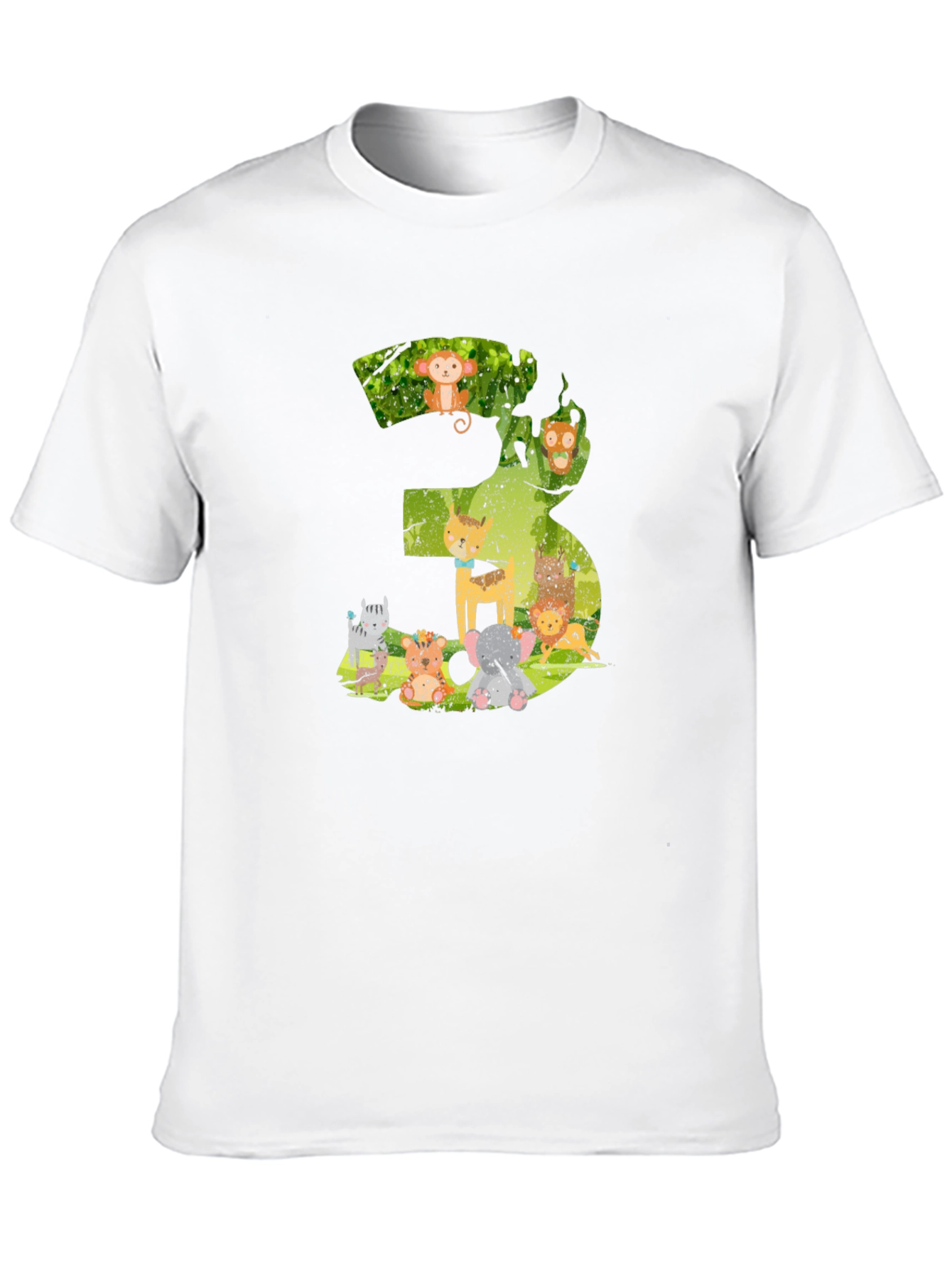 Black Kids Birthday Number 3 Animal T-Shirt view 10