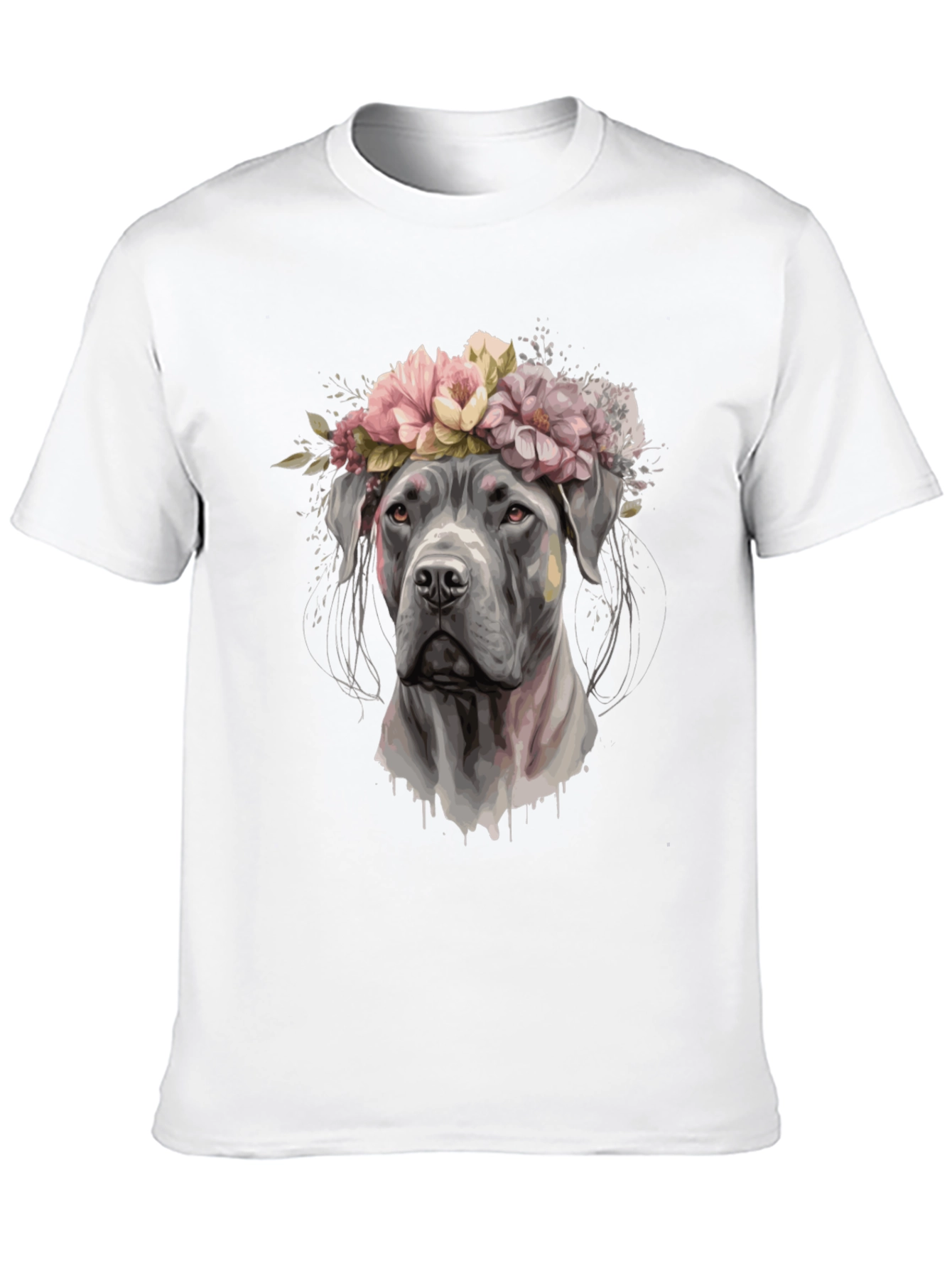 Black Dog with Flower Crown Black T-Shirt view 10