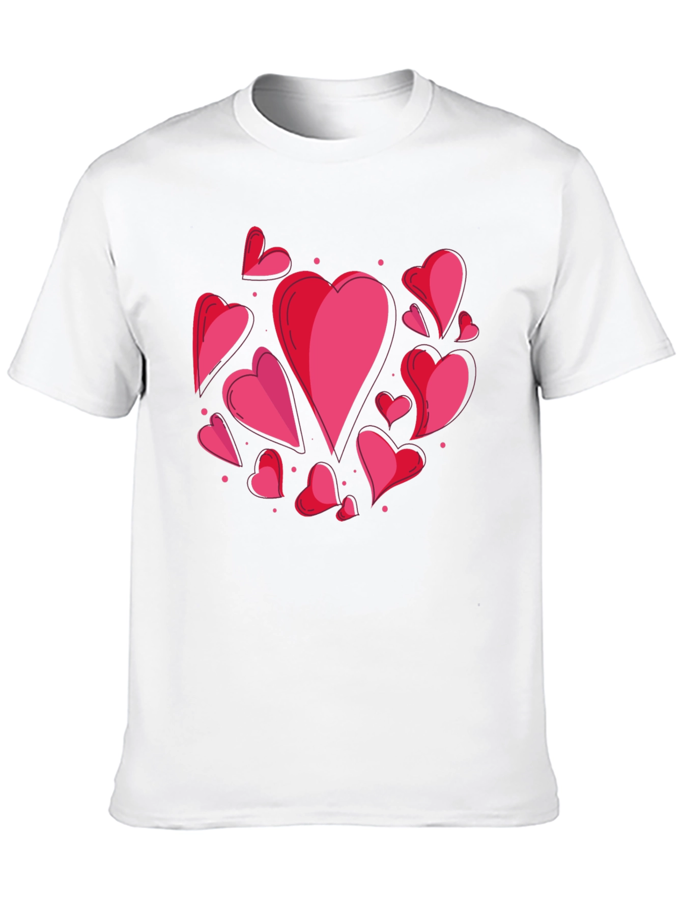 Black Heart Print Crew Neck T-Shirt - Casual Style view 10