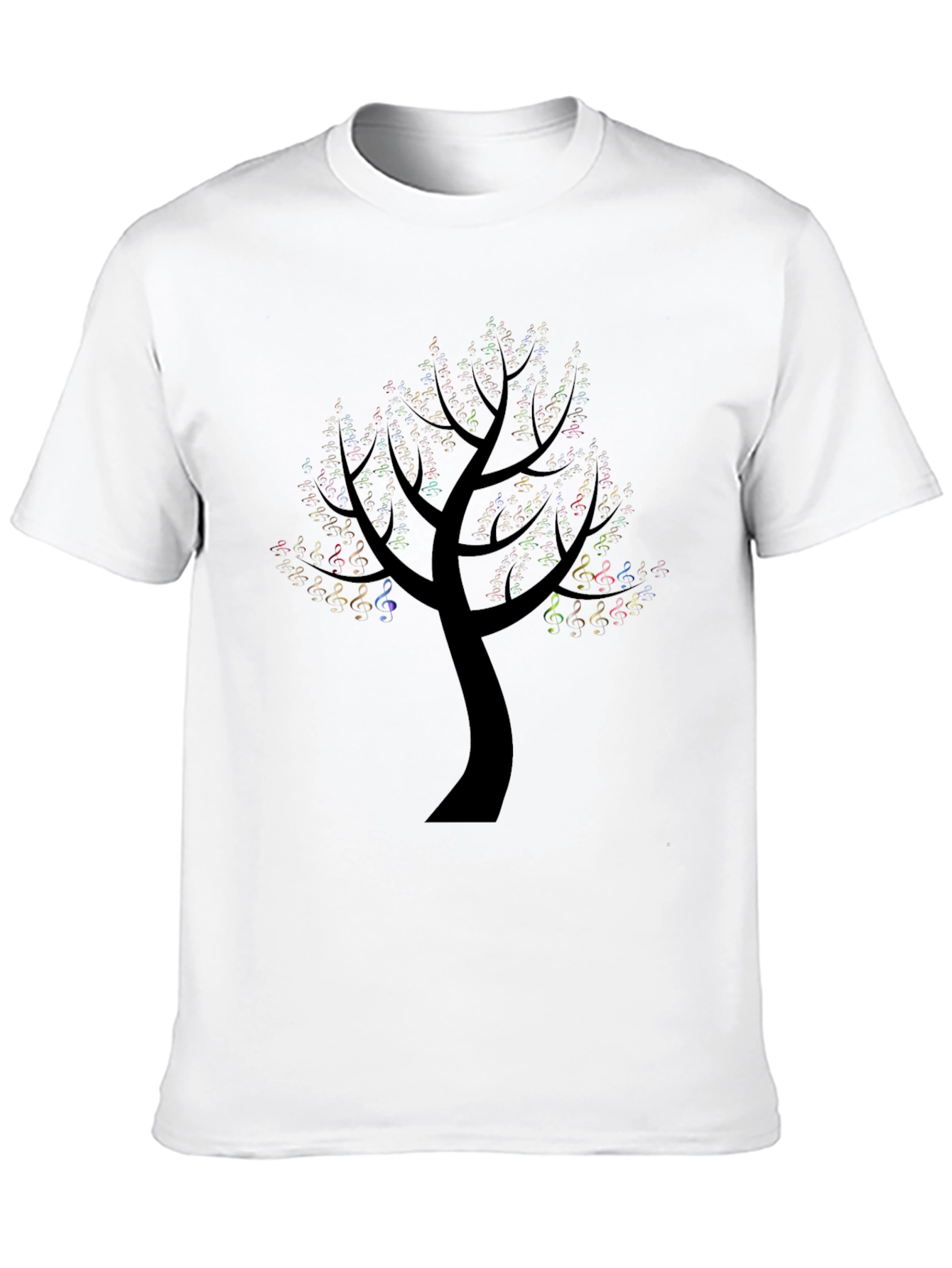 Black Music Note Tree Black T-Shirt view 10