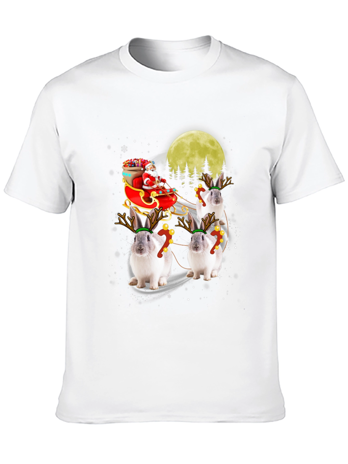 Black Christmas Bunny Reindeer T-Shirt view 10