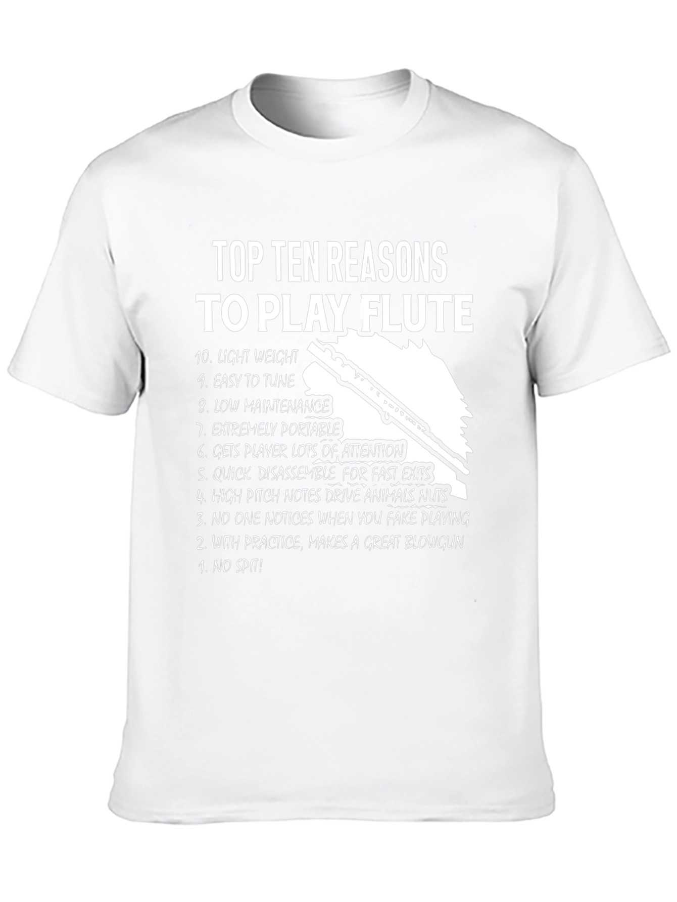 Black Top Ten Reasons to Play Flute T-Shirt view 10