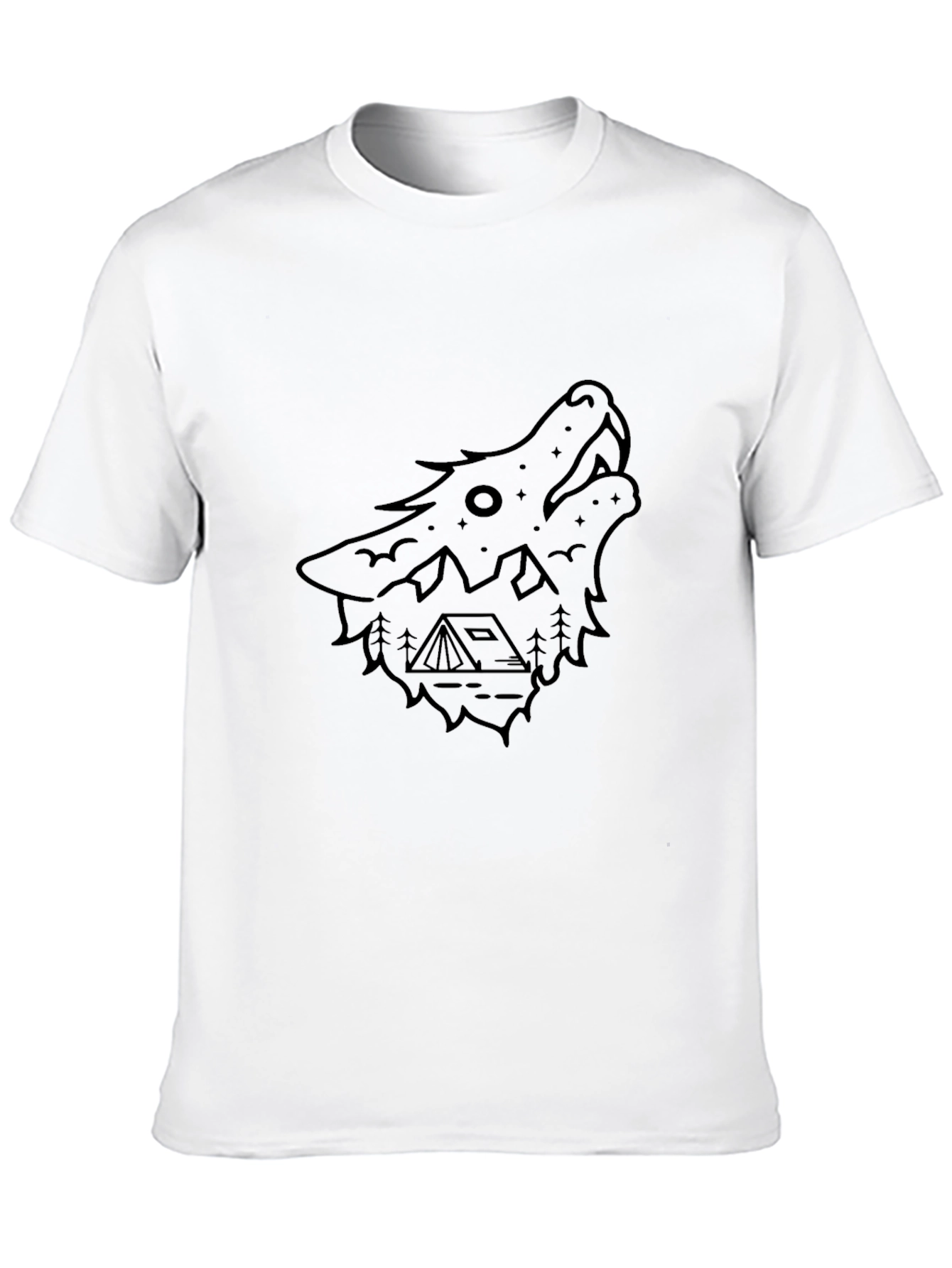 Black Black Wolf Graphic Tee - Camping Theme view 10