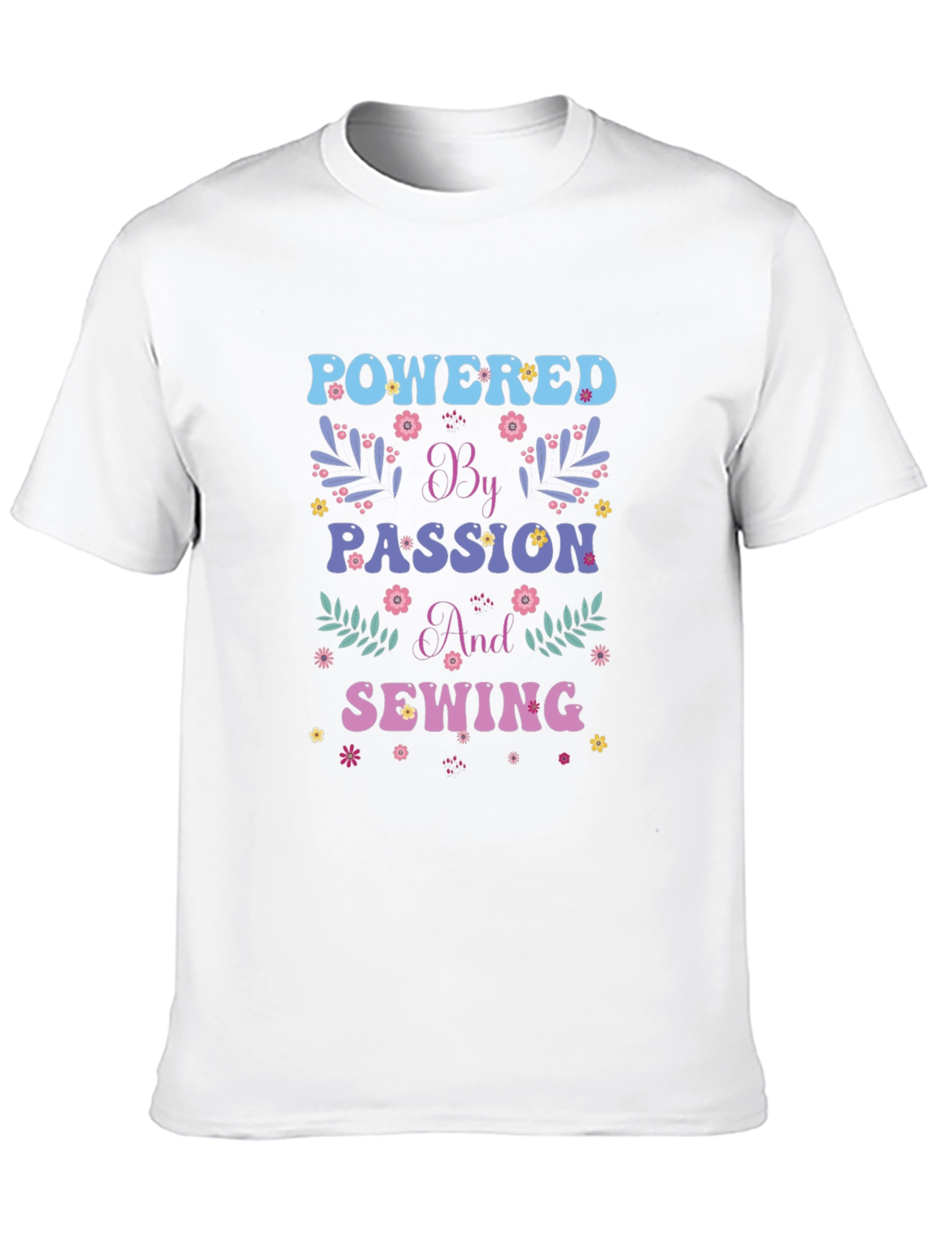 Black Powered by Passion and Sewing Graphic T-Shirt view 10