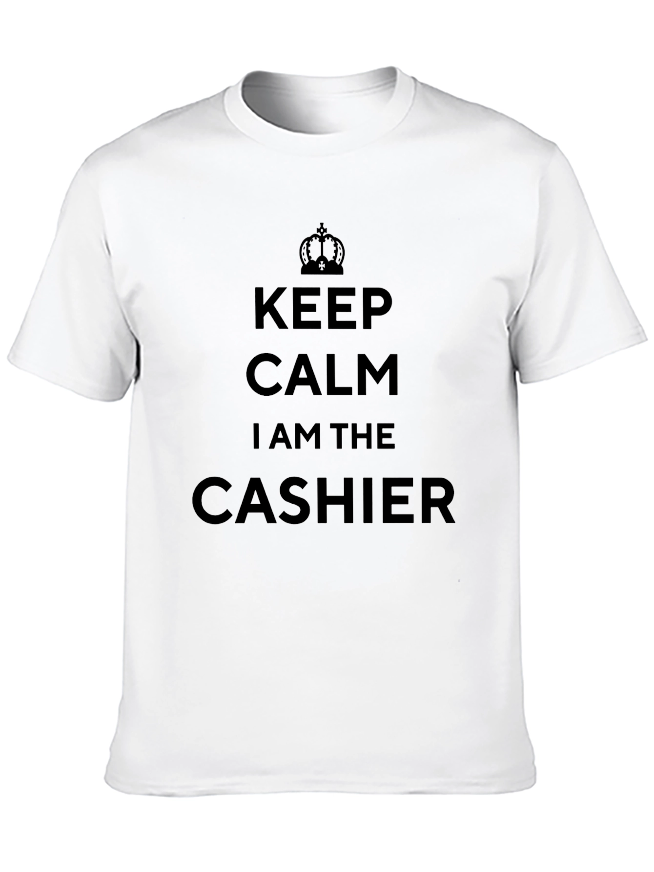 Black Keep Calm Cashier T-Shirt - Funny Job Tee view 10