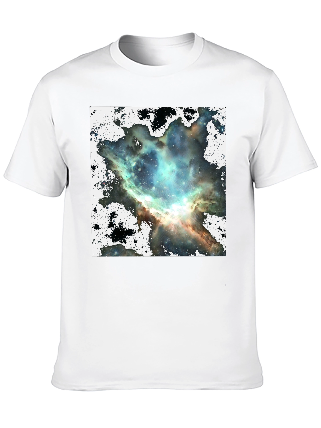 Black Nebula Print Black Crewneck T-Shirt view 10