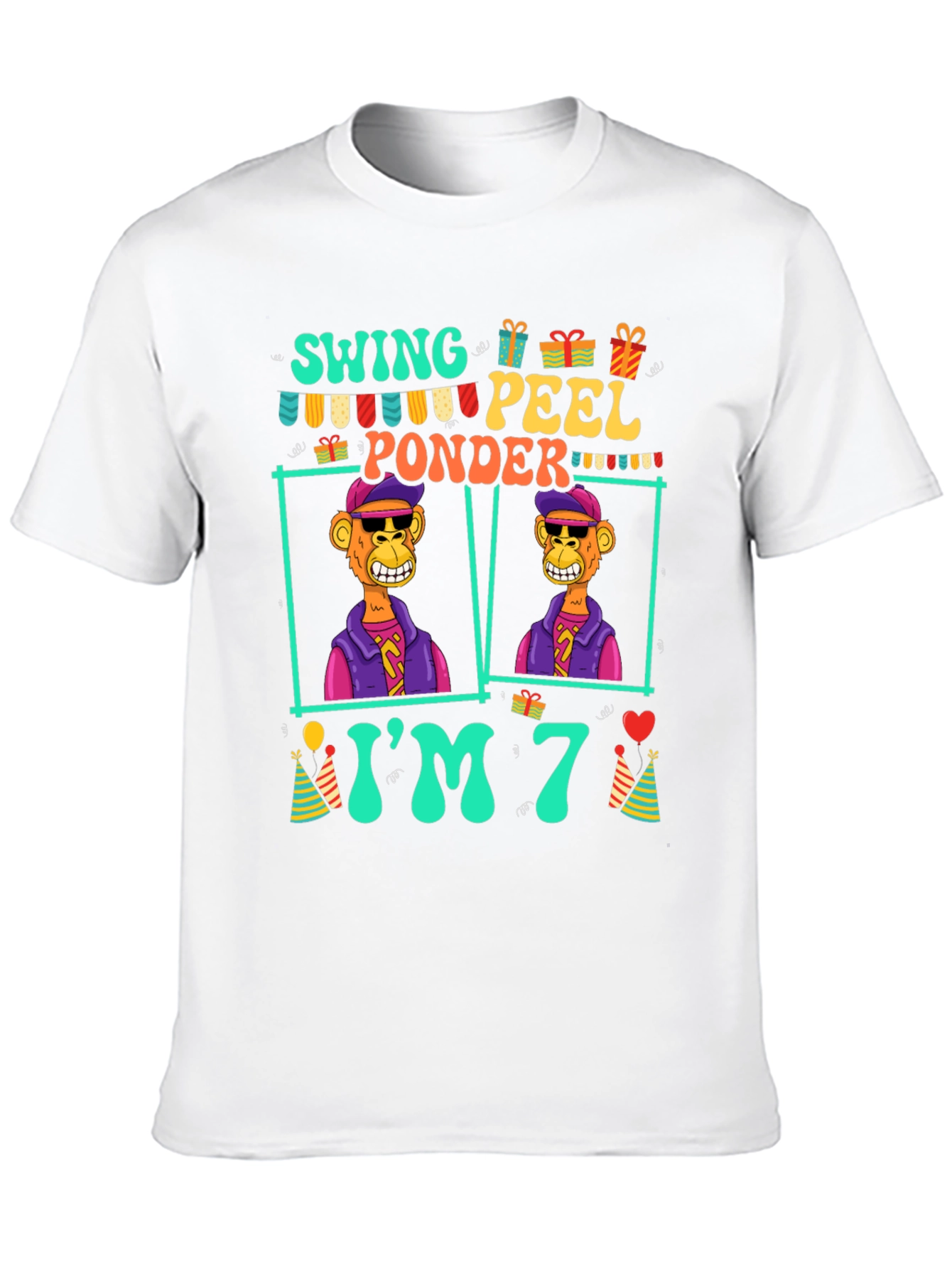 Funny 7th Birthday Ape T-Shirt - 10