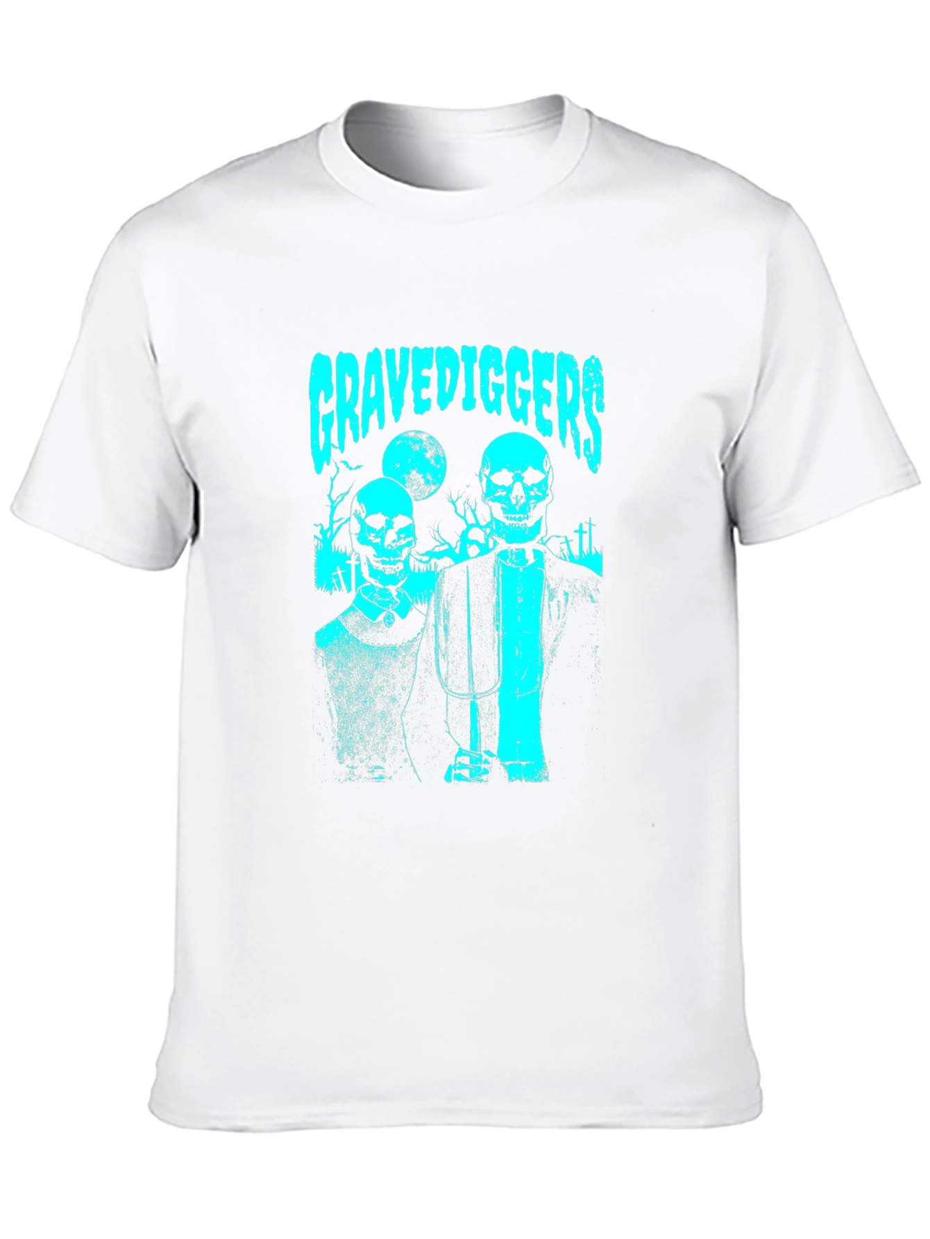 Black Gravediggers Skeleton Couple Graphic Black T-Shirt view 10