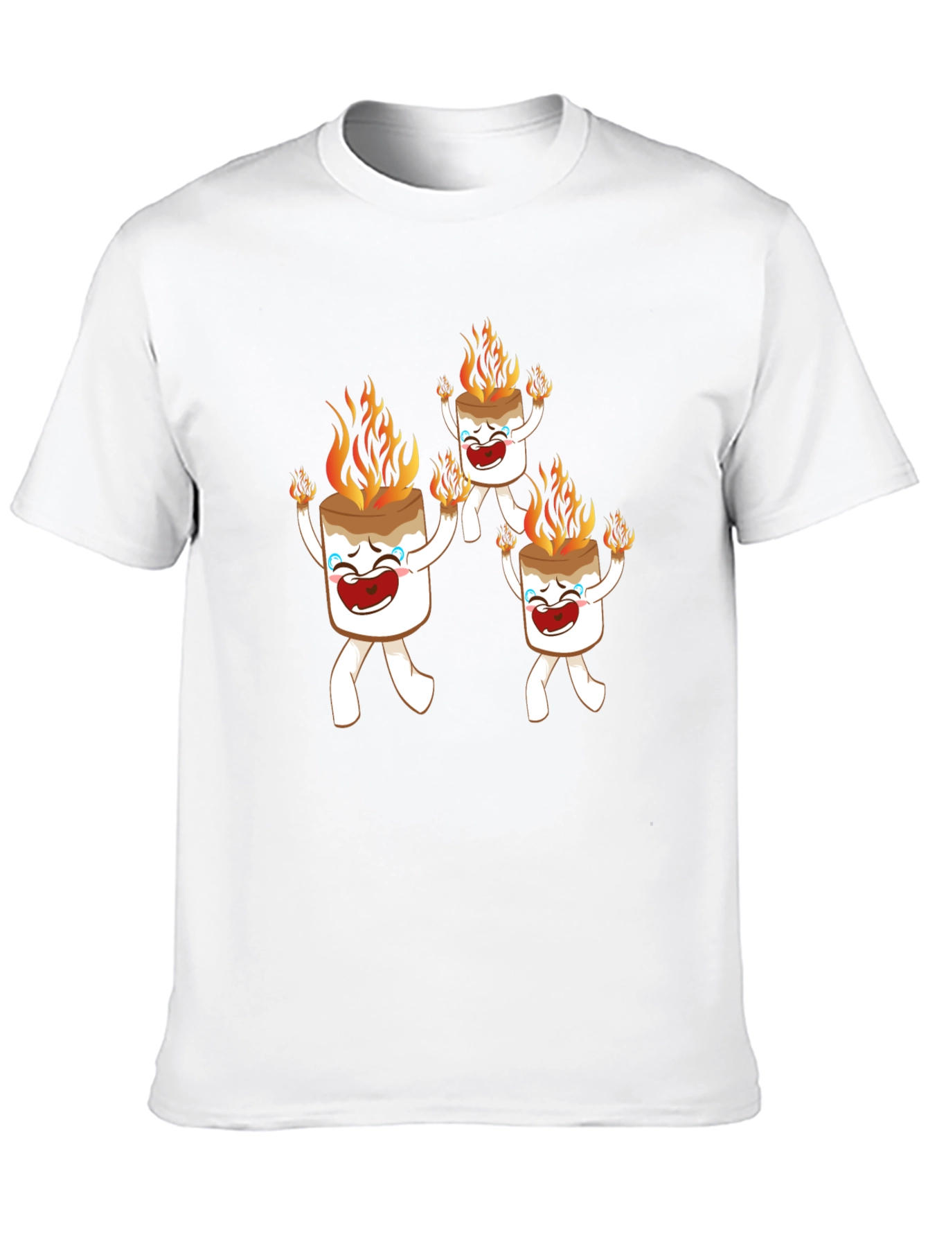 Black Burning Marshmallow Character Graphic Tee view 10