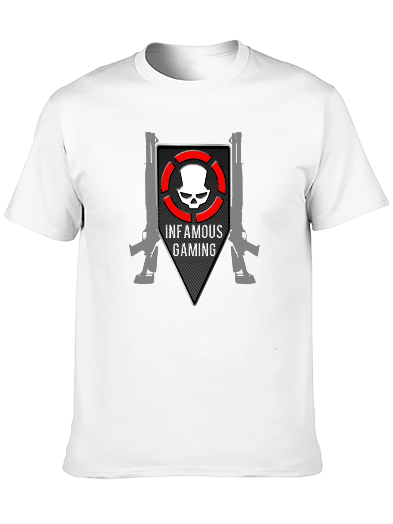 Black Infamous Gaming Black T-Shirt Skull Design view 10