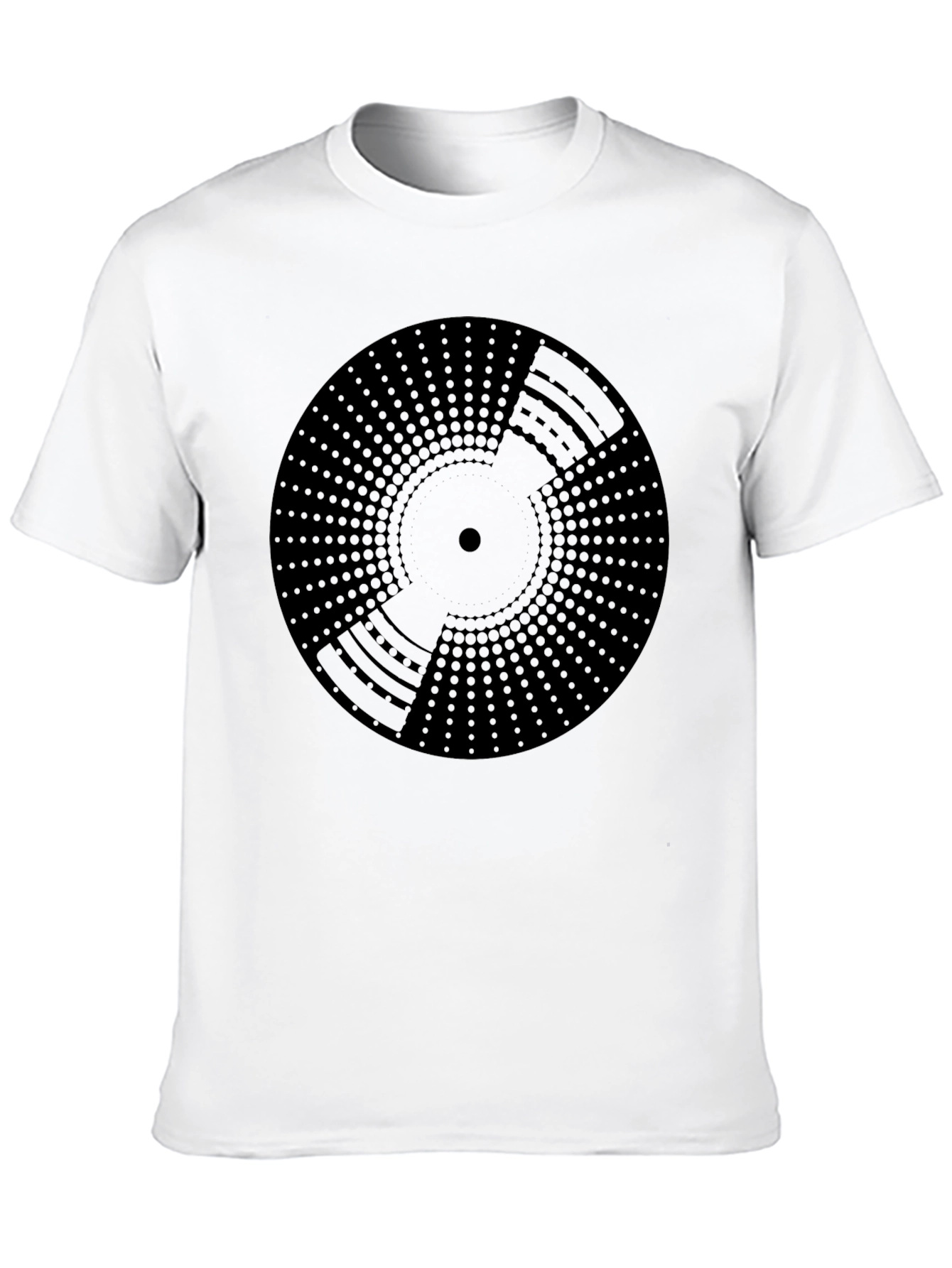 Black Geometric Circle Print Men's Black T-Shirt view 10