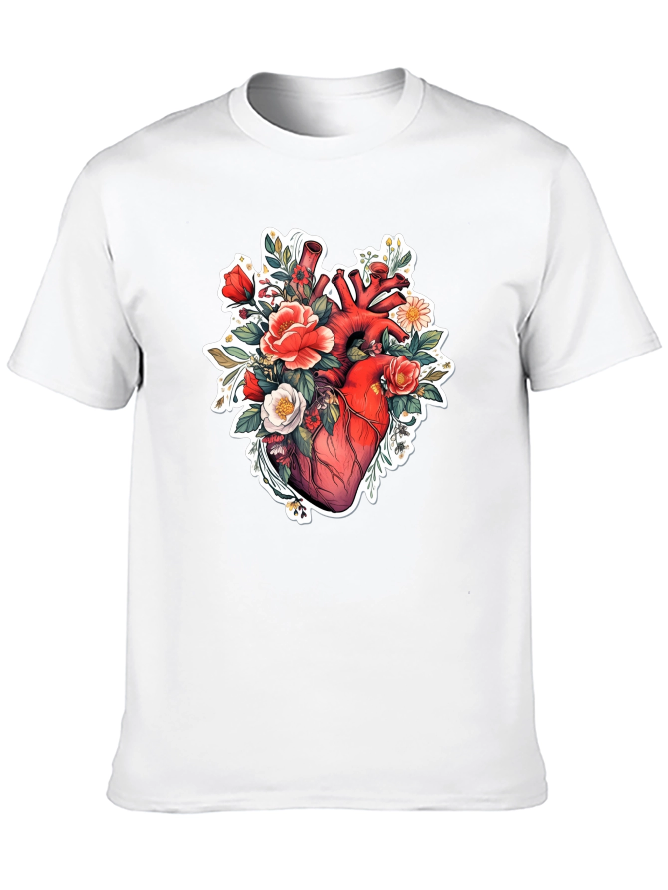 Black Anatomical Heart Floral T-Shirt view 10