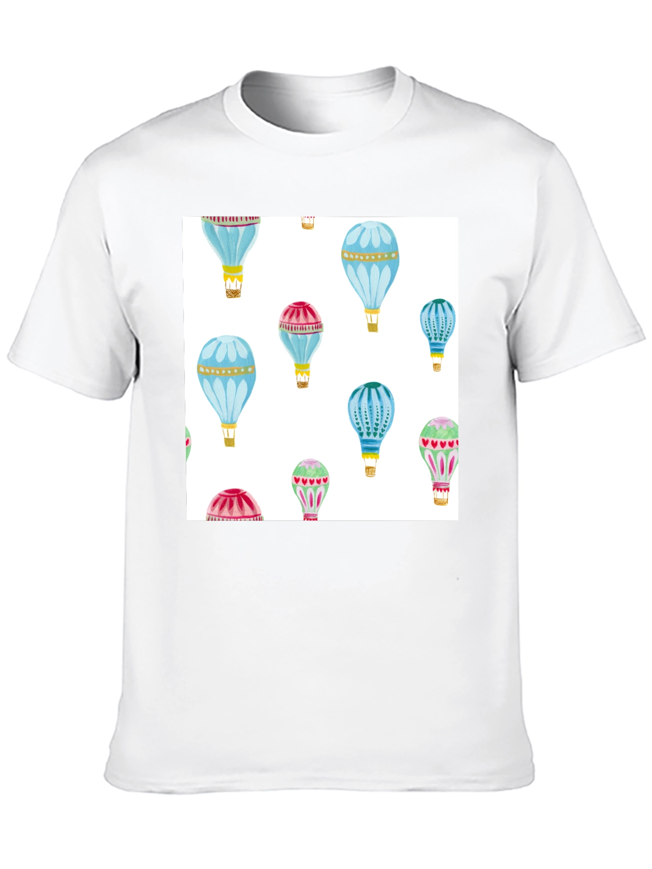 Black Hot Air Balloon Print Black T-Shirt view 10