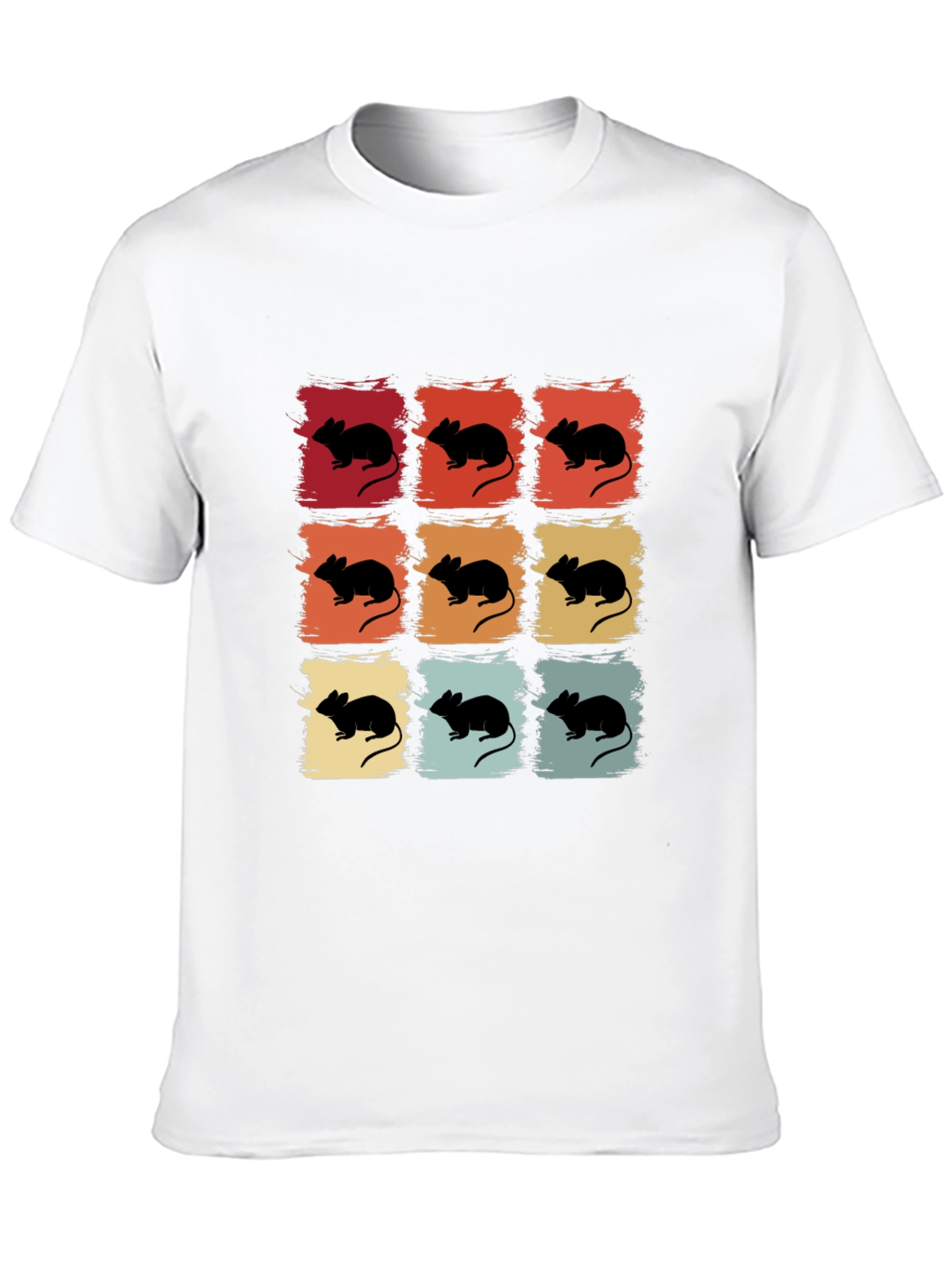 Black Retro Mouse Grid Graphic Tee - Cool Animal Lover Shirt view 10