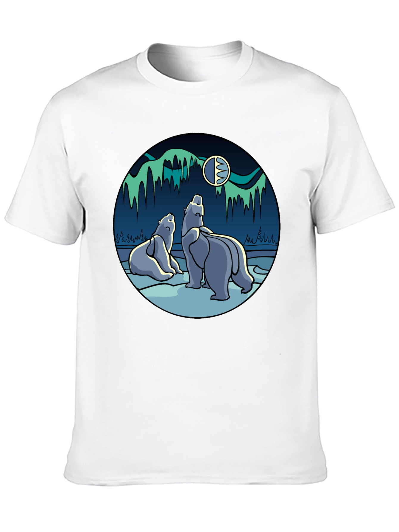 Black Polar Bear Aurora Graphic Tee - Black T-Shirt view 10
