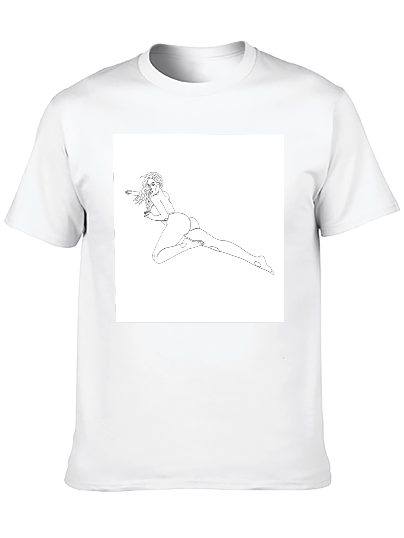 Black Line Art Woman's T-Shirt - Black view 10