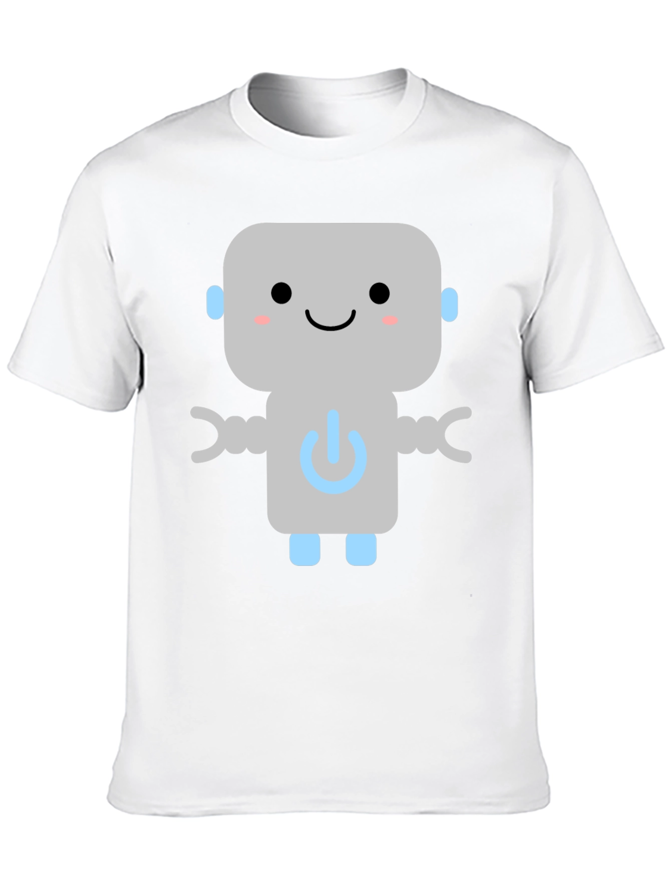 Black Cute Robot Graphic Tee - Black Cotton T-Shirt view 10