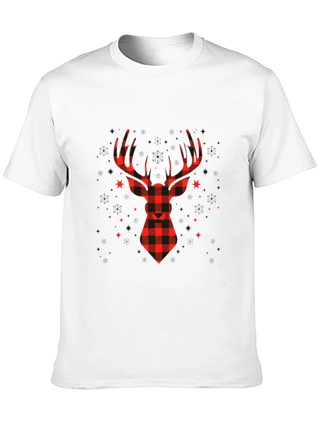 Black Plaid Reindeer Graphic Tee - Classic Holiday Style view 10