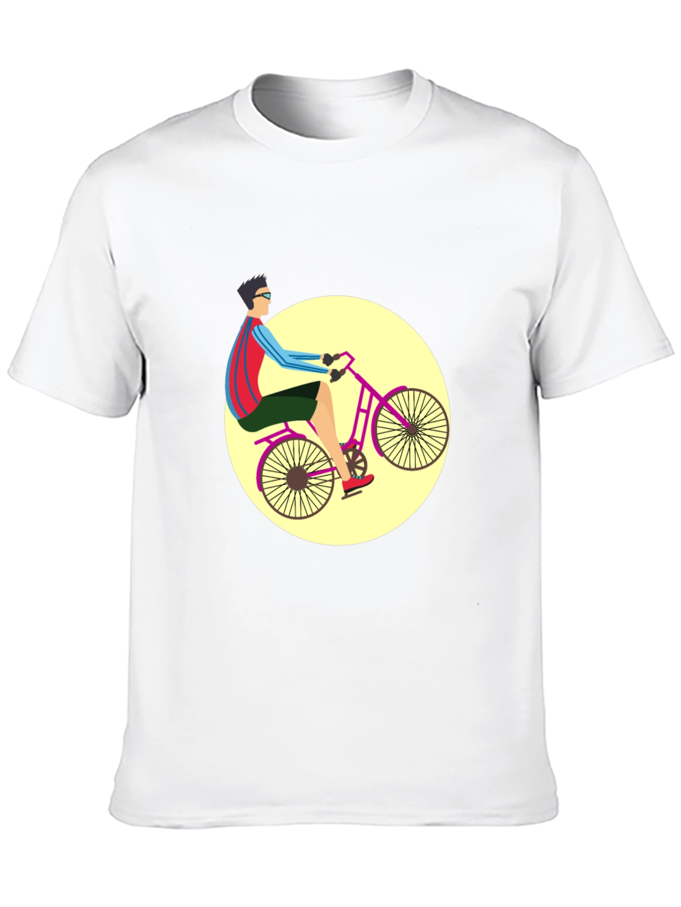 Black Stylish Bicyclist Graphic Tee - Black Cotton Blend view 10