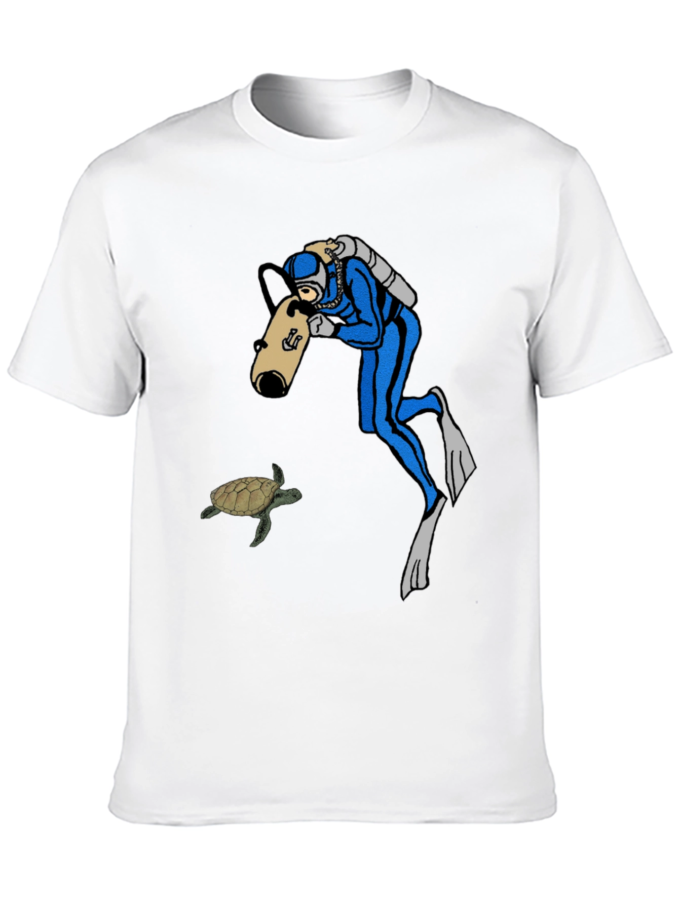 Black Diver & Turtle Black T-Shirt view 10