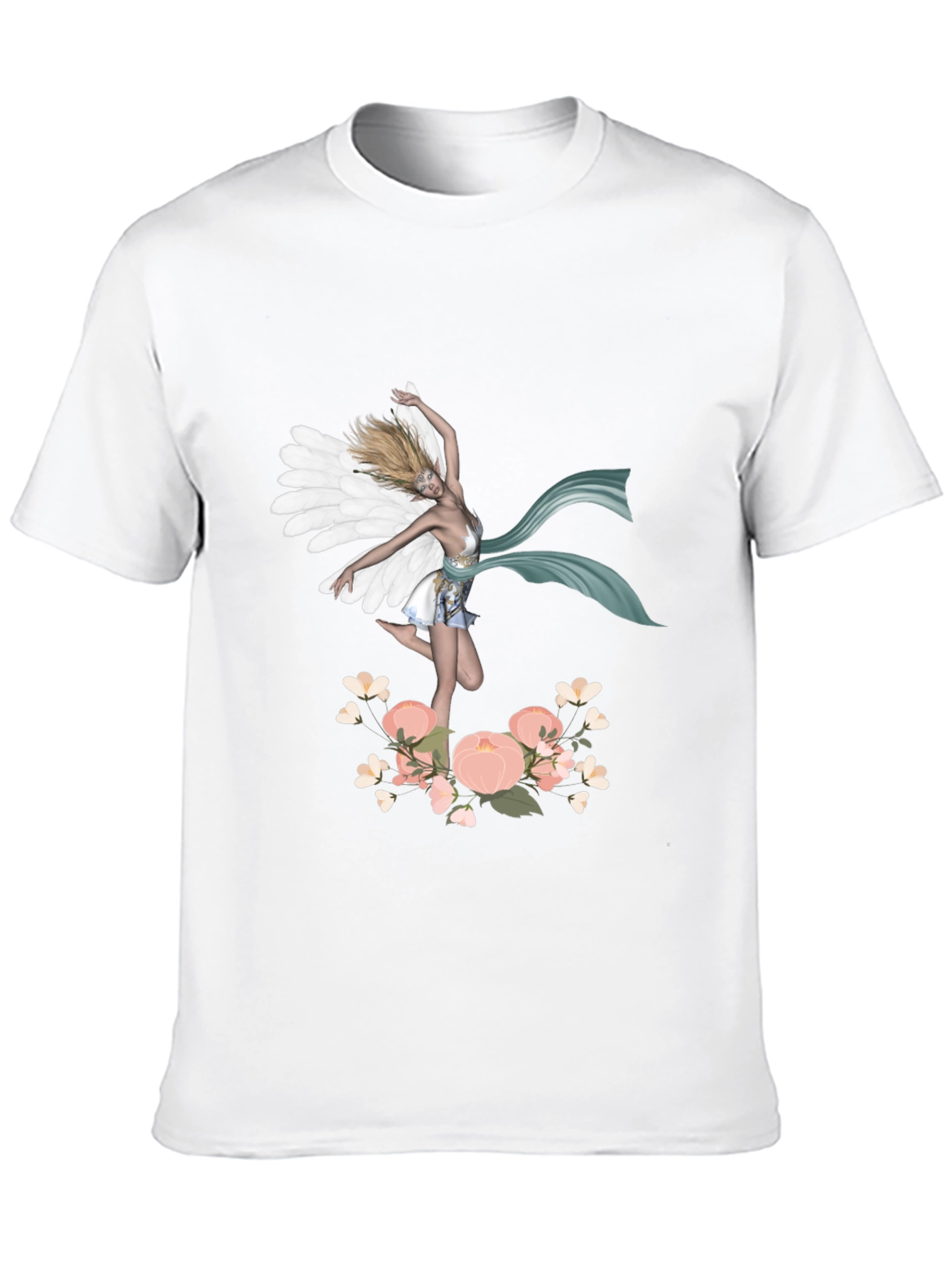 Black Fairy Wings Flower Graphic Tee - Unique Design view 10