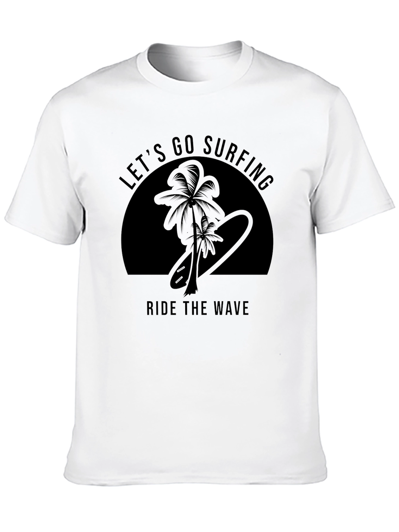 Black Let's Go Surfing Men's Black T-Shirt view 10