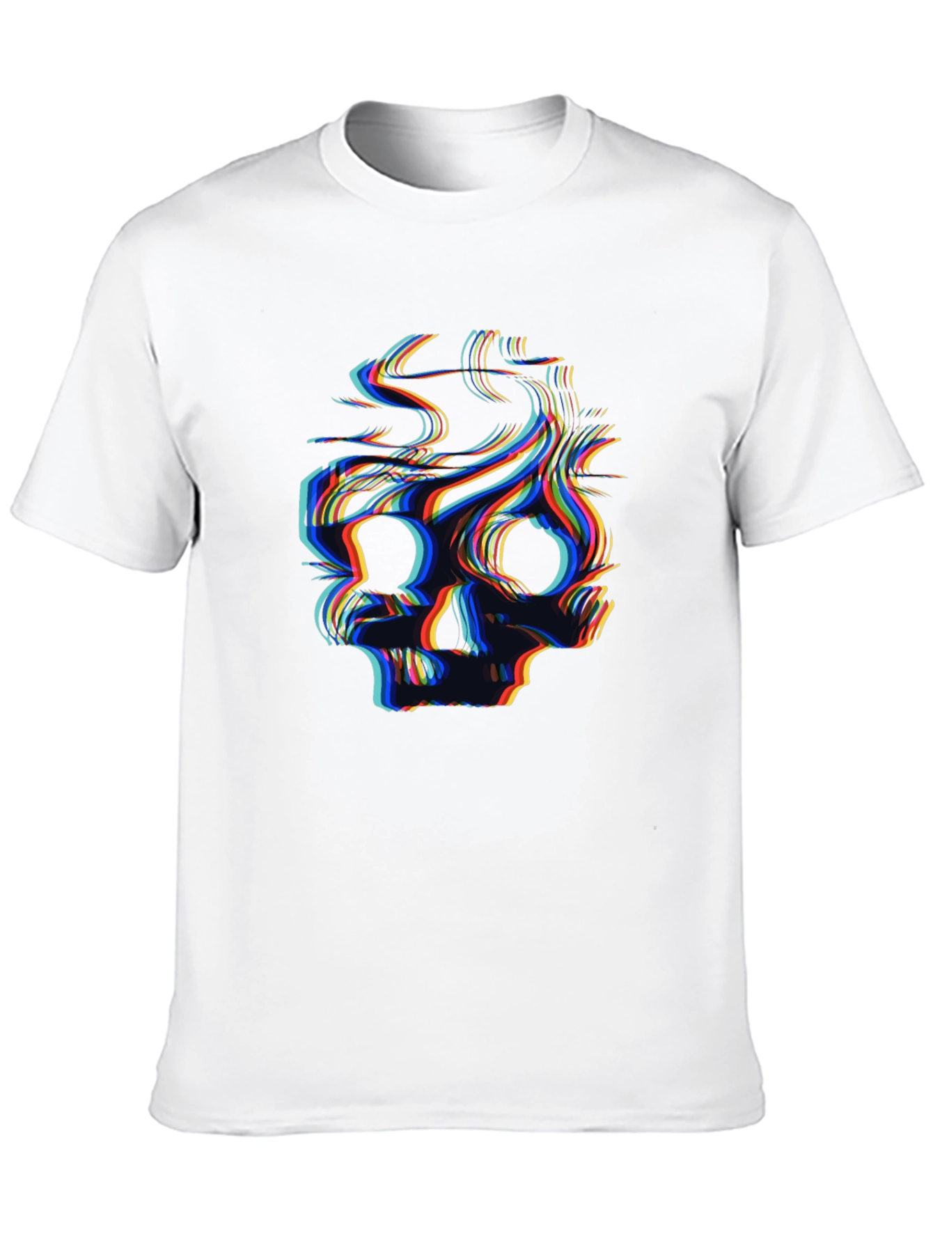 Black Glitch Skull Graphic Print Black T-Shirt view 10