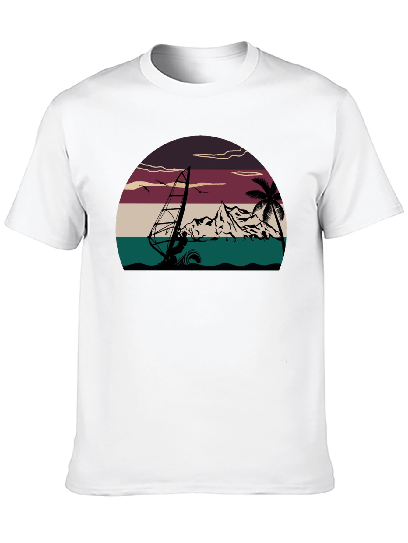 Black Retro Windsurfing T-Shirt - Vintage Style Tee view 10