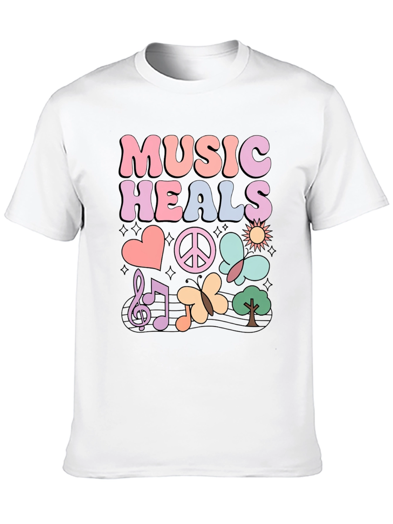 Black Music Heals Graphic T-Shirt - Casual Comfort view 10
