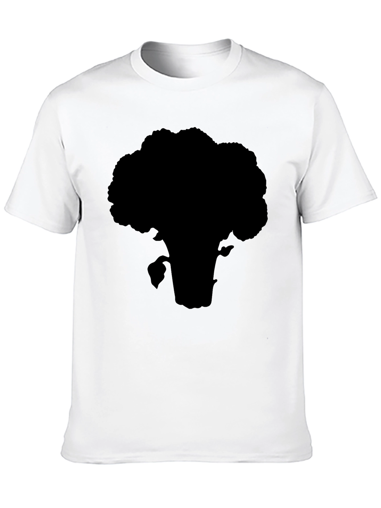 Black Broccoli Silhouette T-Shirt - Black Cotton Tee view 10