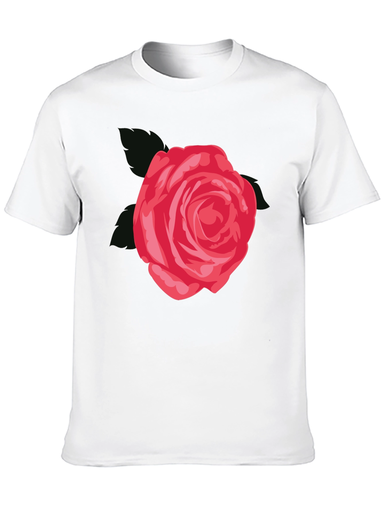 Black Men's Black T-Shirt with Red Rose Graphic view 10