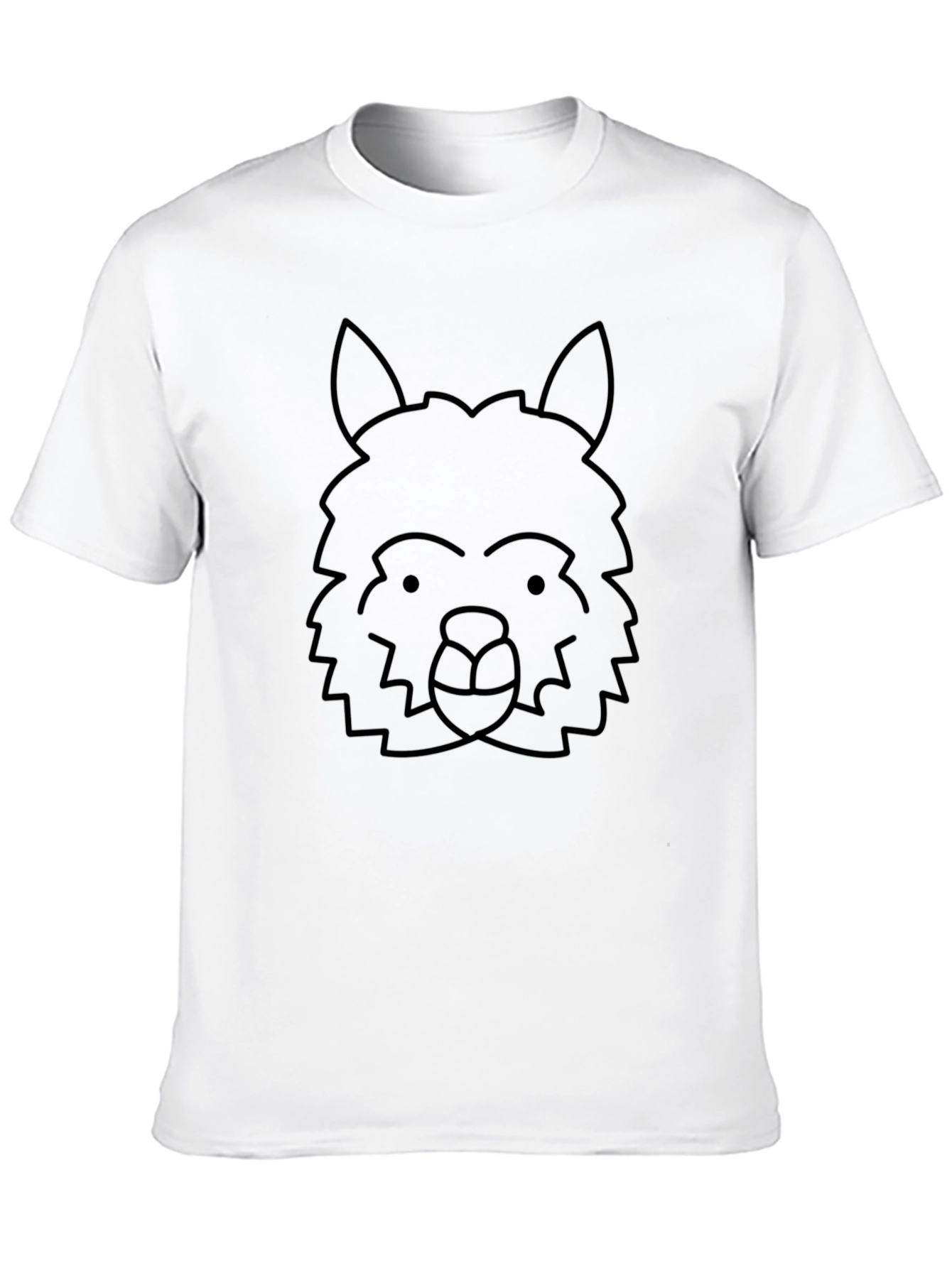 Black Alpaca Outline Graphic Tee - Soft Cotton Casual T-Shirt view 10