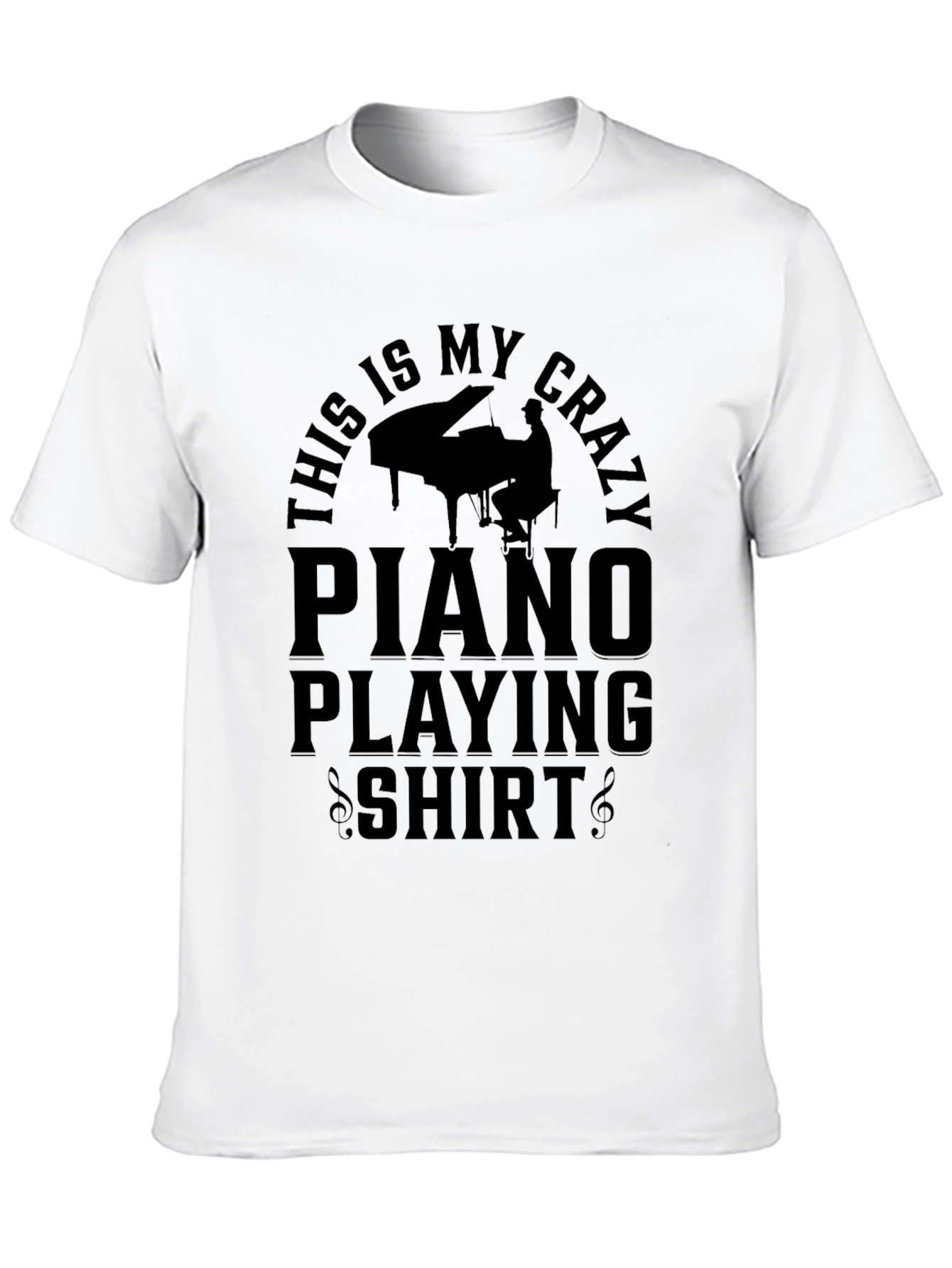 Black Crazy Piano Playing Shirt - Novelty Musician Tee view 10