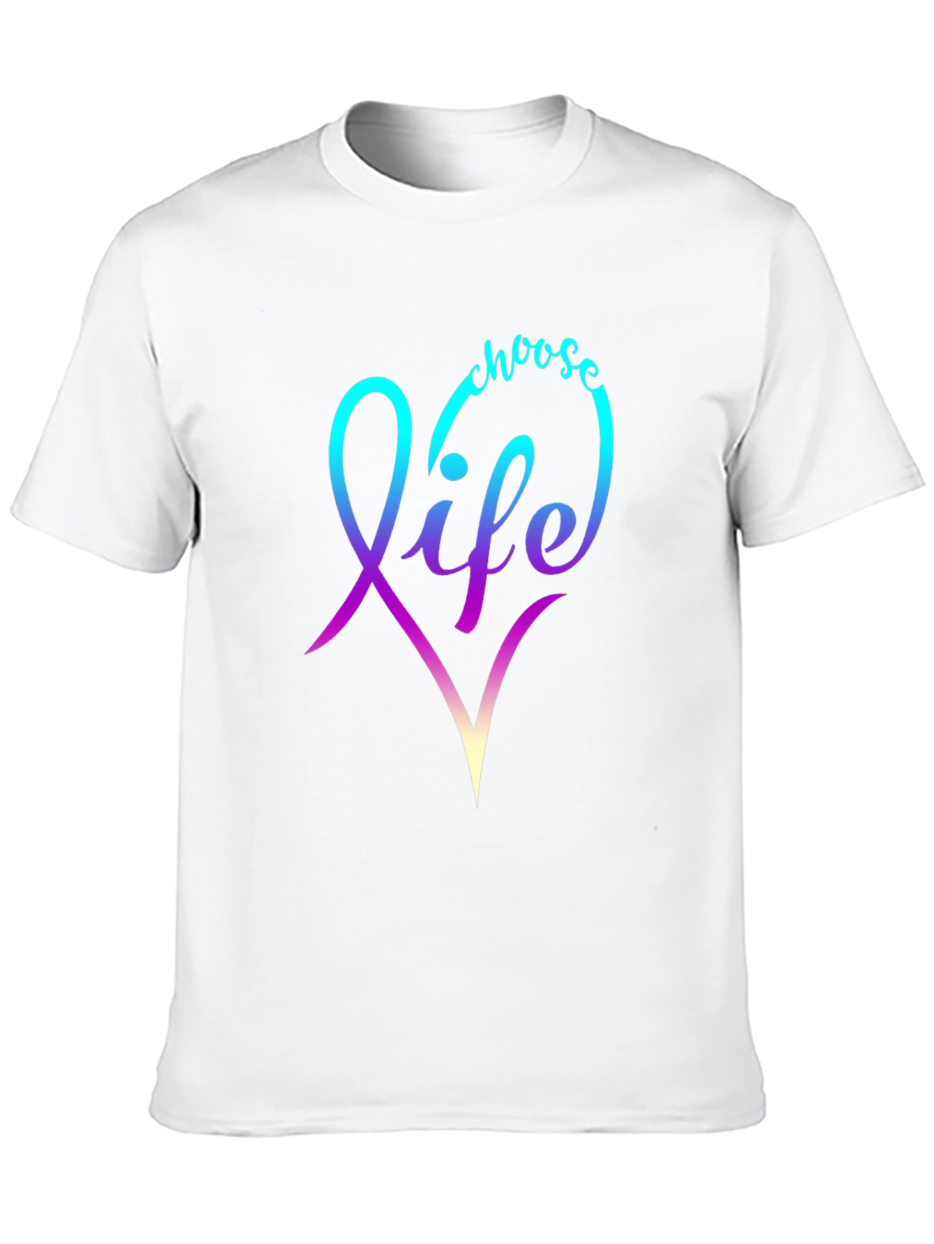 Black Choose Life T-Shirt - Gradient Heart Design view 10