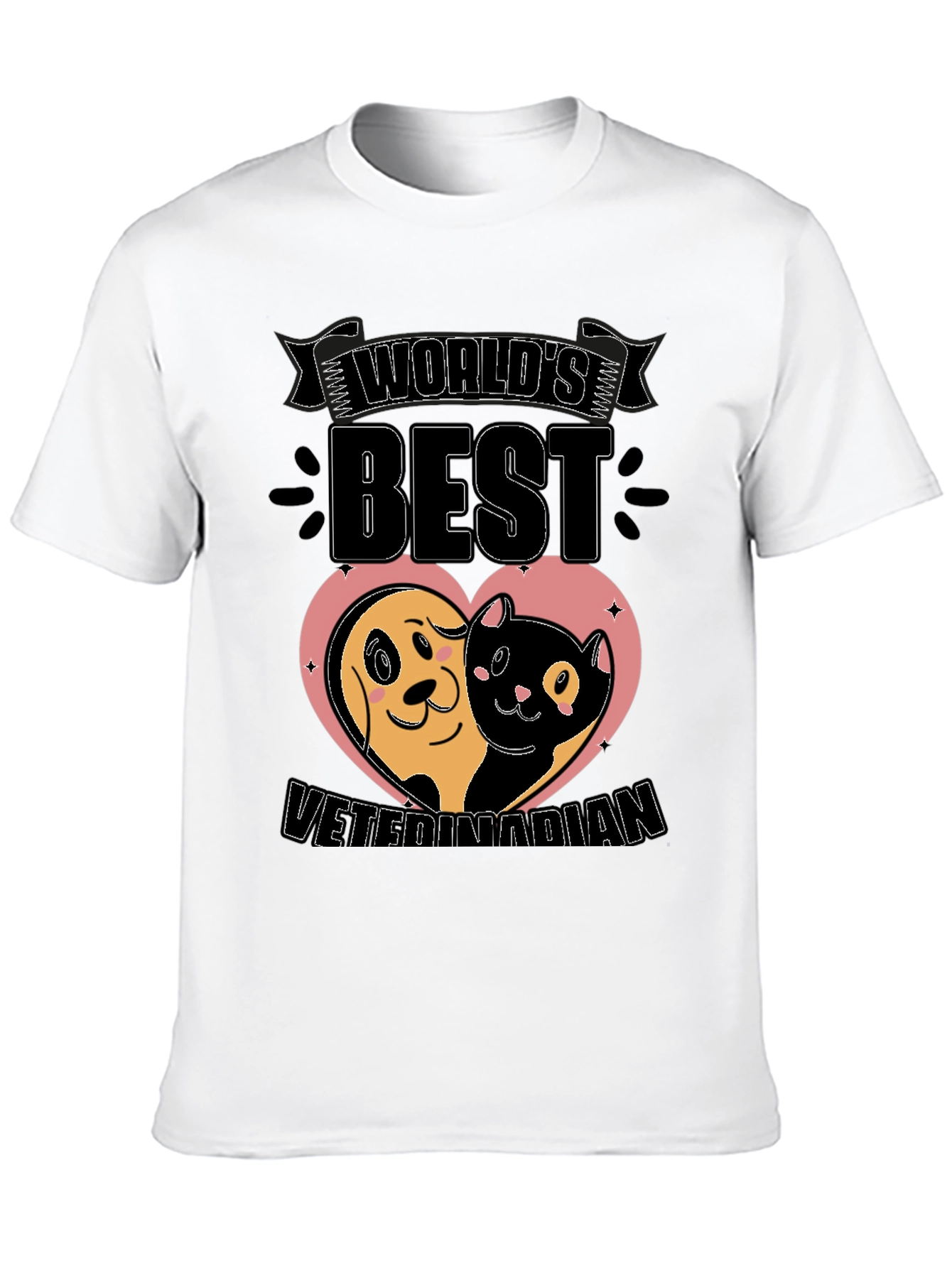Black World's Best Veterinarian T-Shirt - Dog & Cat Heart view 10